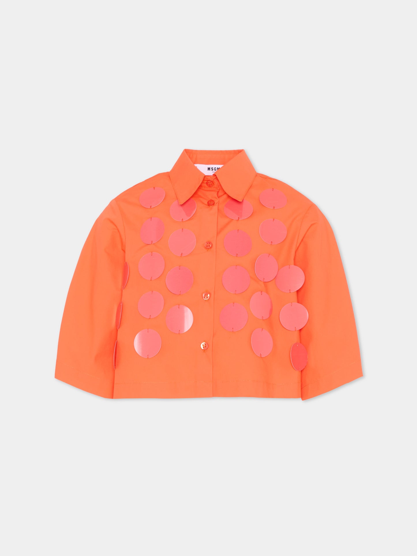 Camicia rossa per bambina con paillettes,Msgm Kids,S6MSJGSI097 MS074