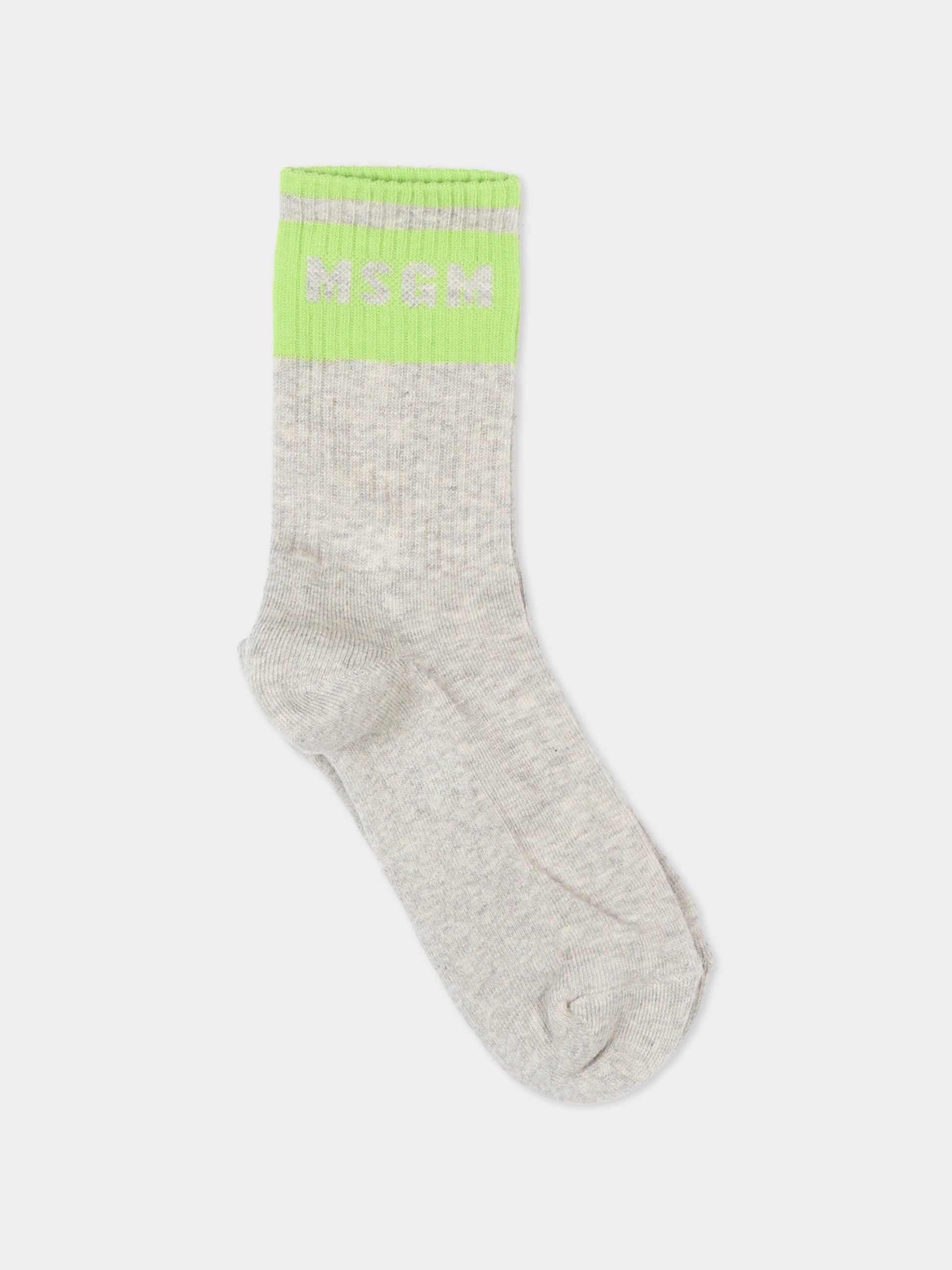 Calzini grigi per bambina con logo,Msgm Kids,S6MSJGSO032 271/01