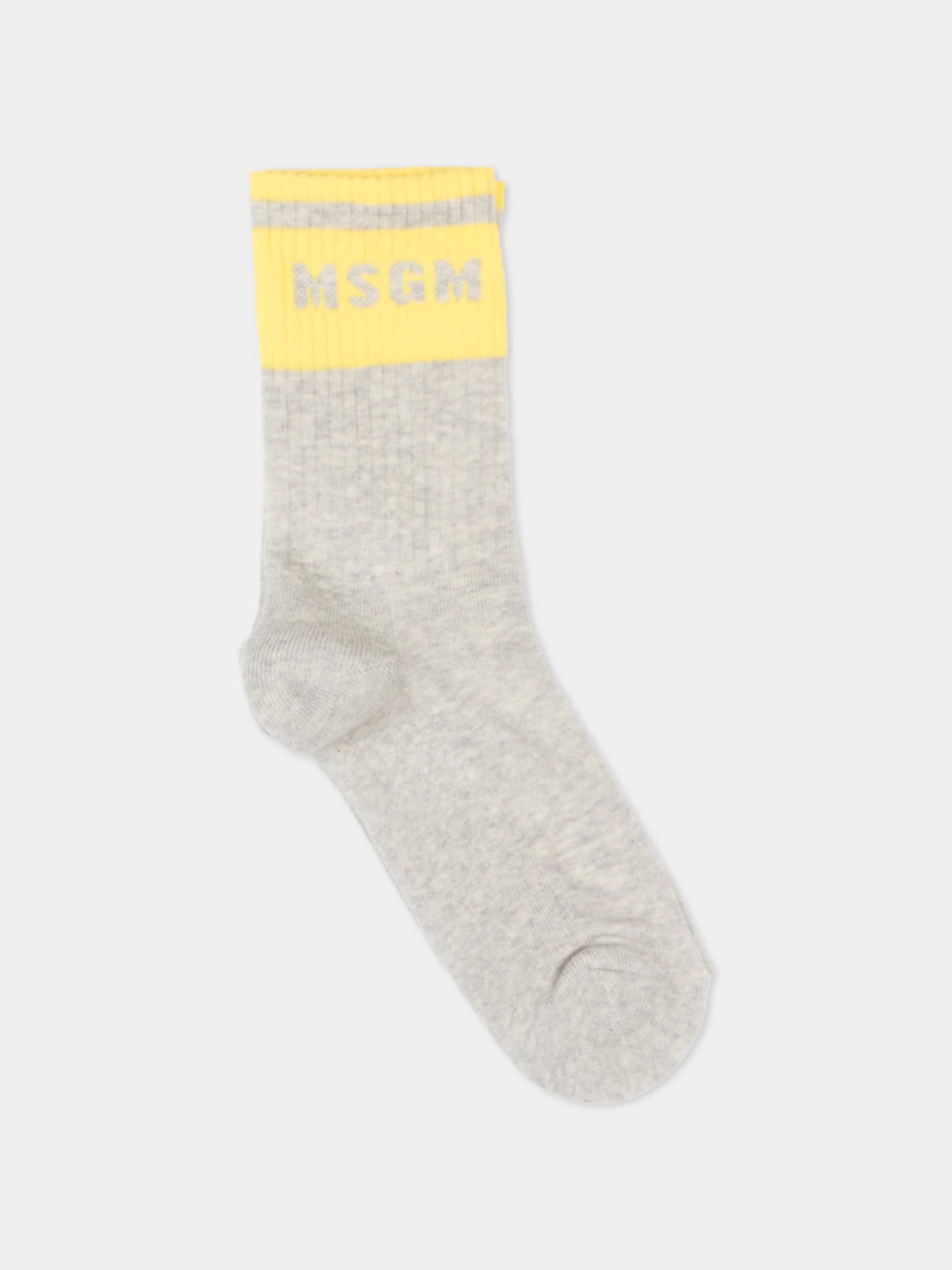 Calzini grigi per bambina con logo,Msgm Kids,S6MSJGSO032 271/03