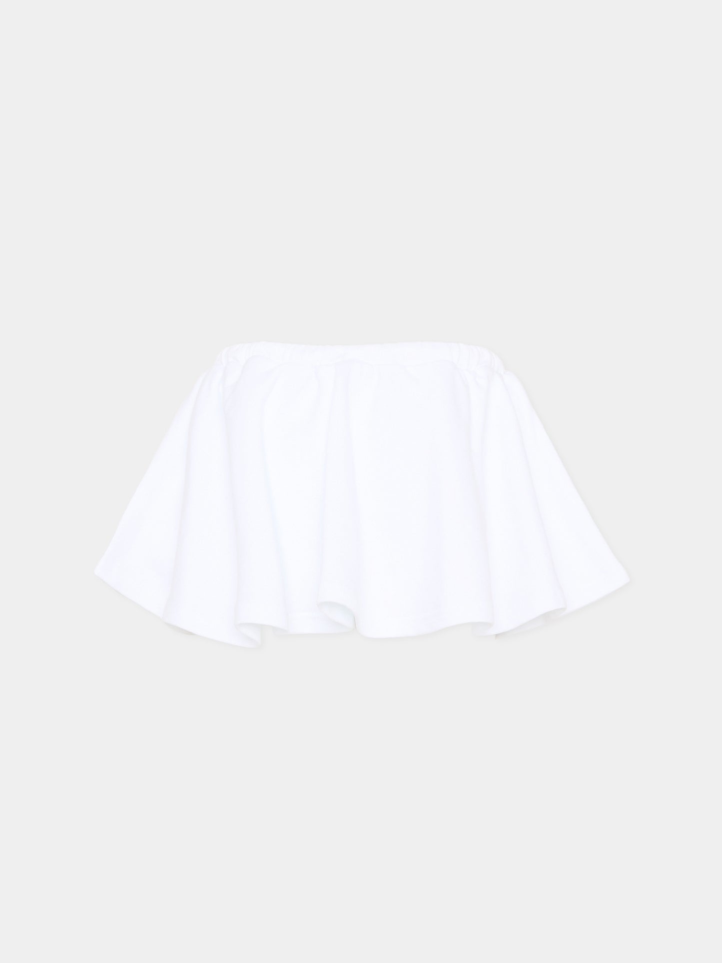 Gonna bianca per bambina con logo,Msgm Kids,S6MSJGST075 001