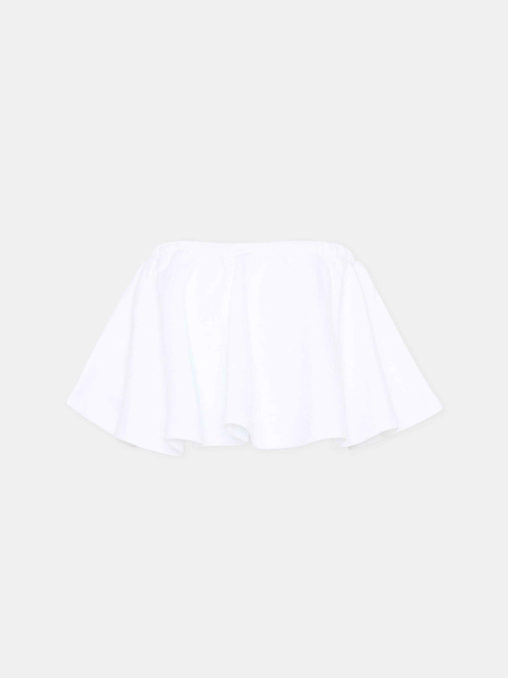 Gonna bianca per bambina con logo,Msgm Kids,S6MSJGST075 001