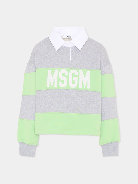Polo verde per bambina con logo,Msgm Kids,S6MSJGSW027 MS077