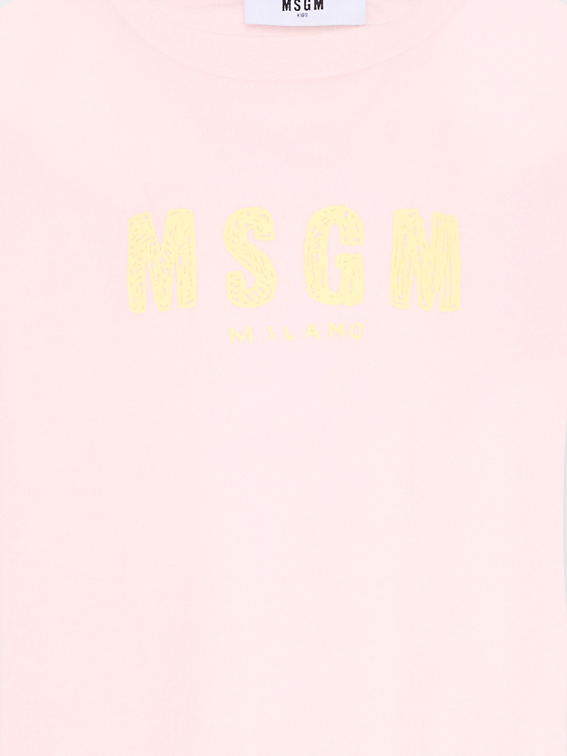 T-Shirt rosa per bambina con logo,Msgm Kids,S6MSJGTH070 MS076