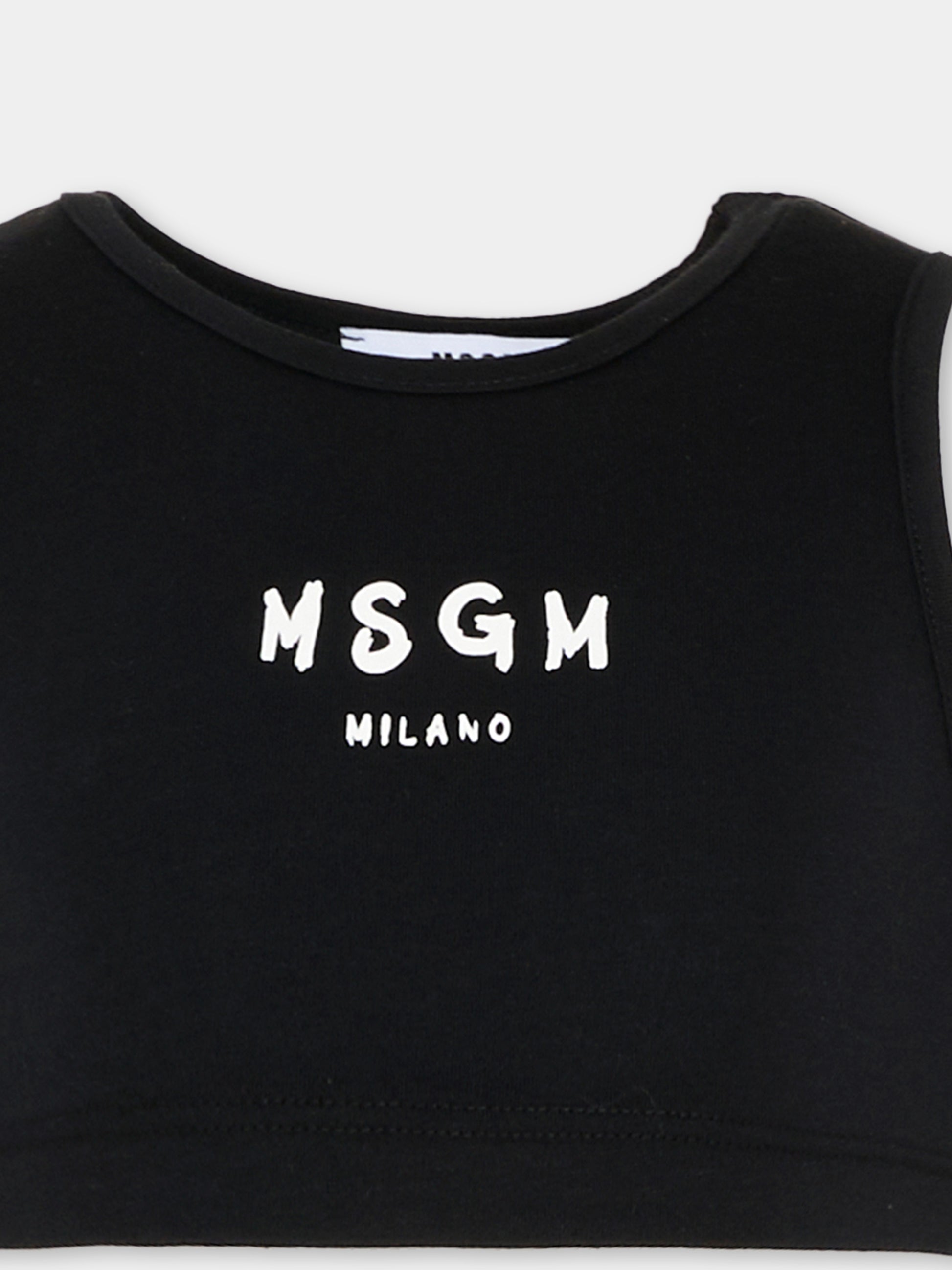 Top nero per bambina con logo,Msgm Kids,S6MSJGTO011 110