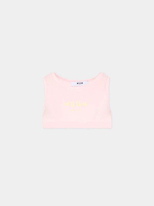 Top rosa per bambina con logo,Msgm Kids,S6MSJGTO011 MS076