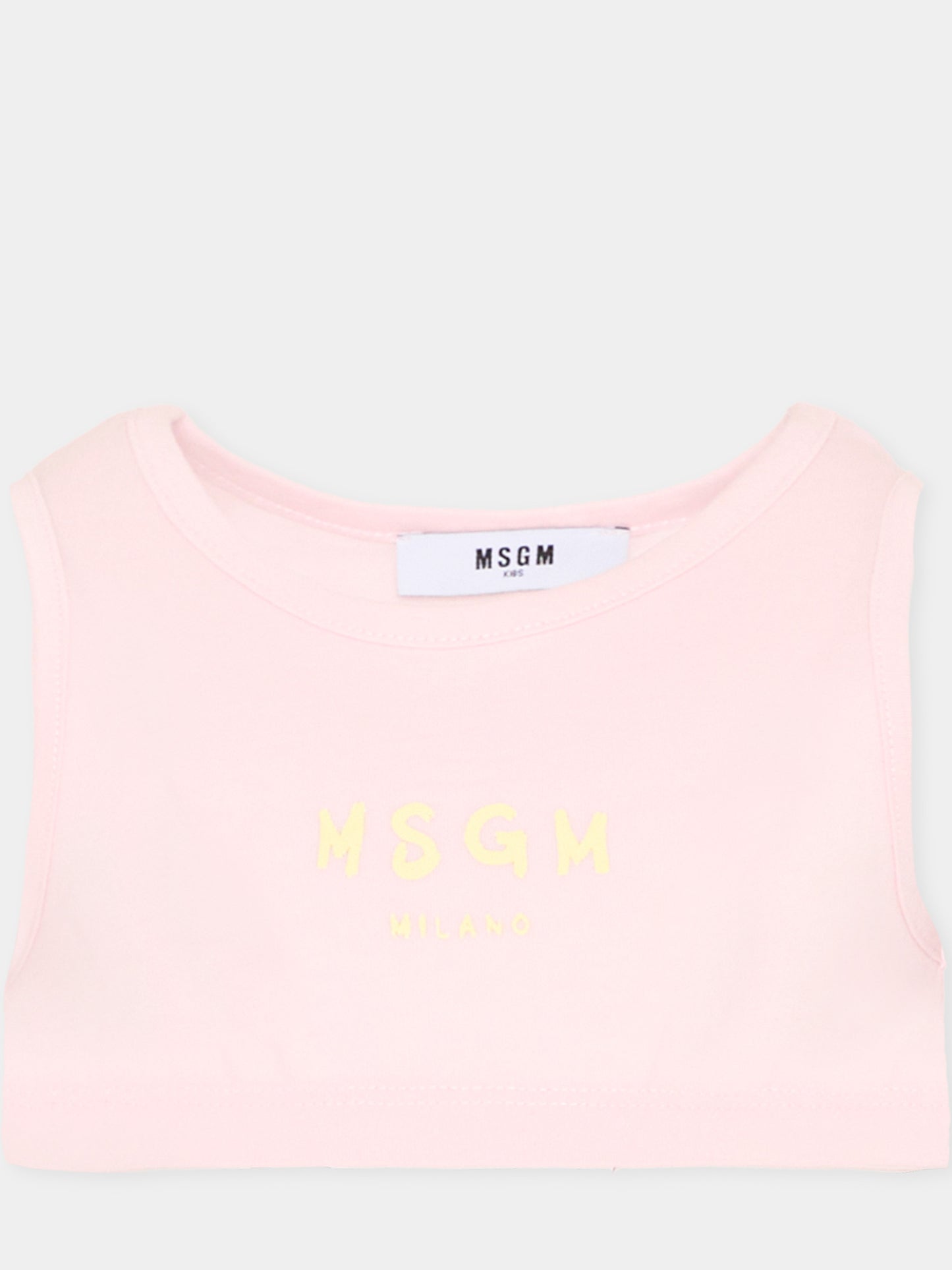 Top rosa per bambina con logo,Msgm Kids,S6MSJGTO011 MS076