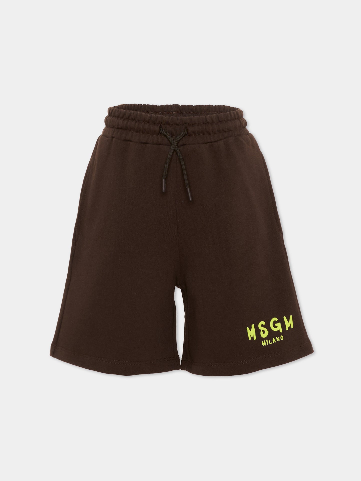 Shorts sportivi marroni per bambini con logo,Msgm Kids,S6MSJUBE018 943