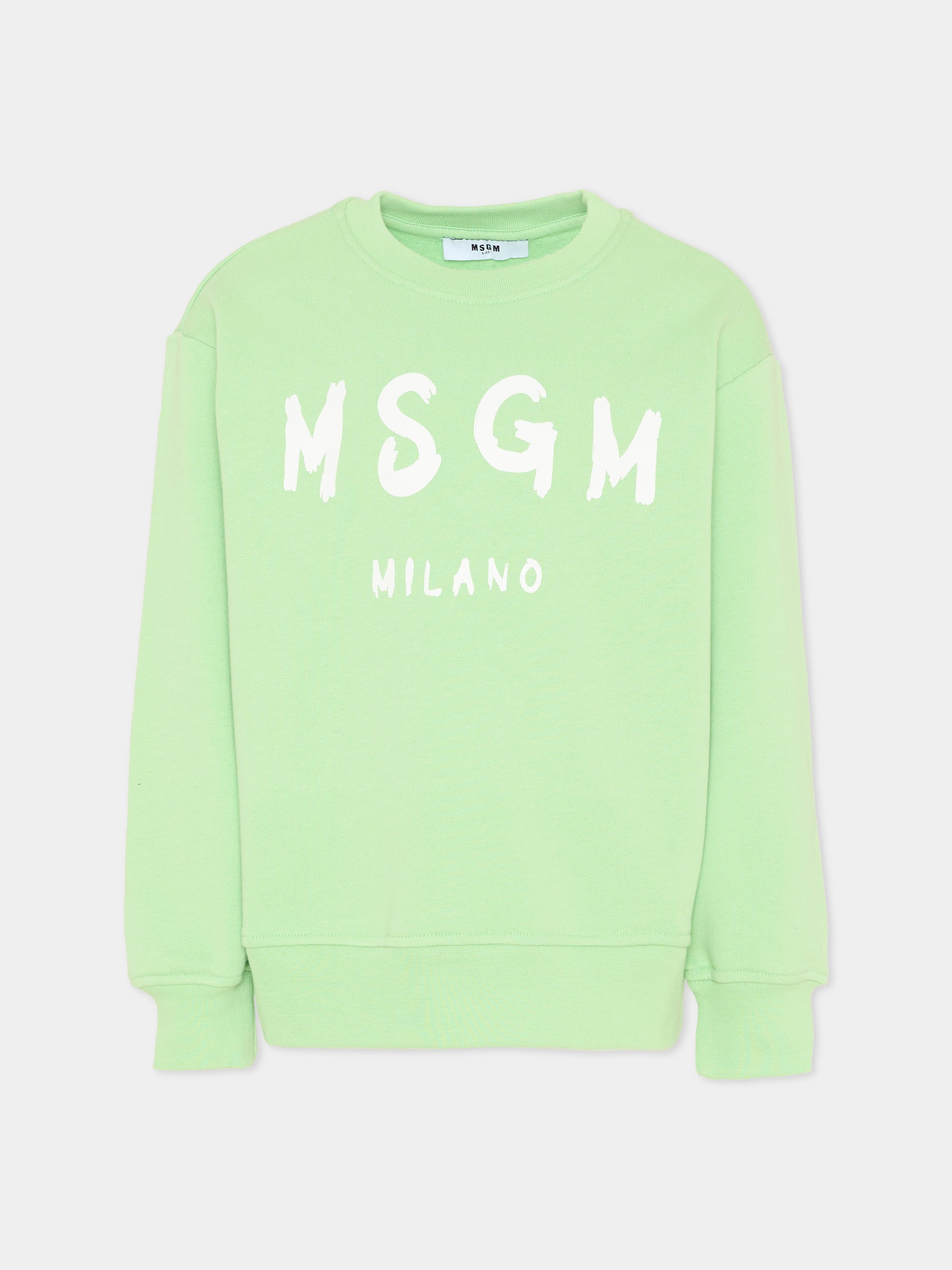 Felpa verde per bambini con logo,Msgm Kids,S6MSJUSW007 MS077