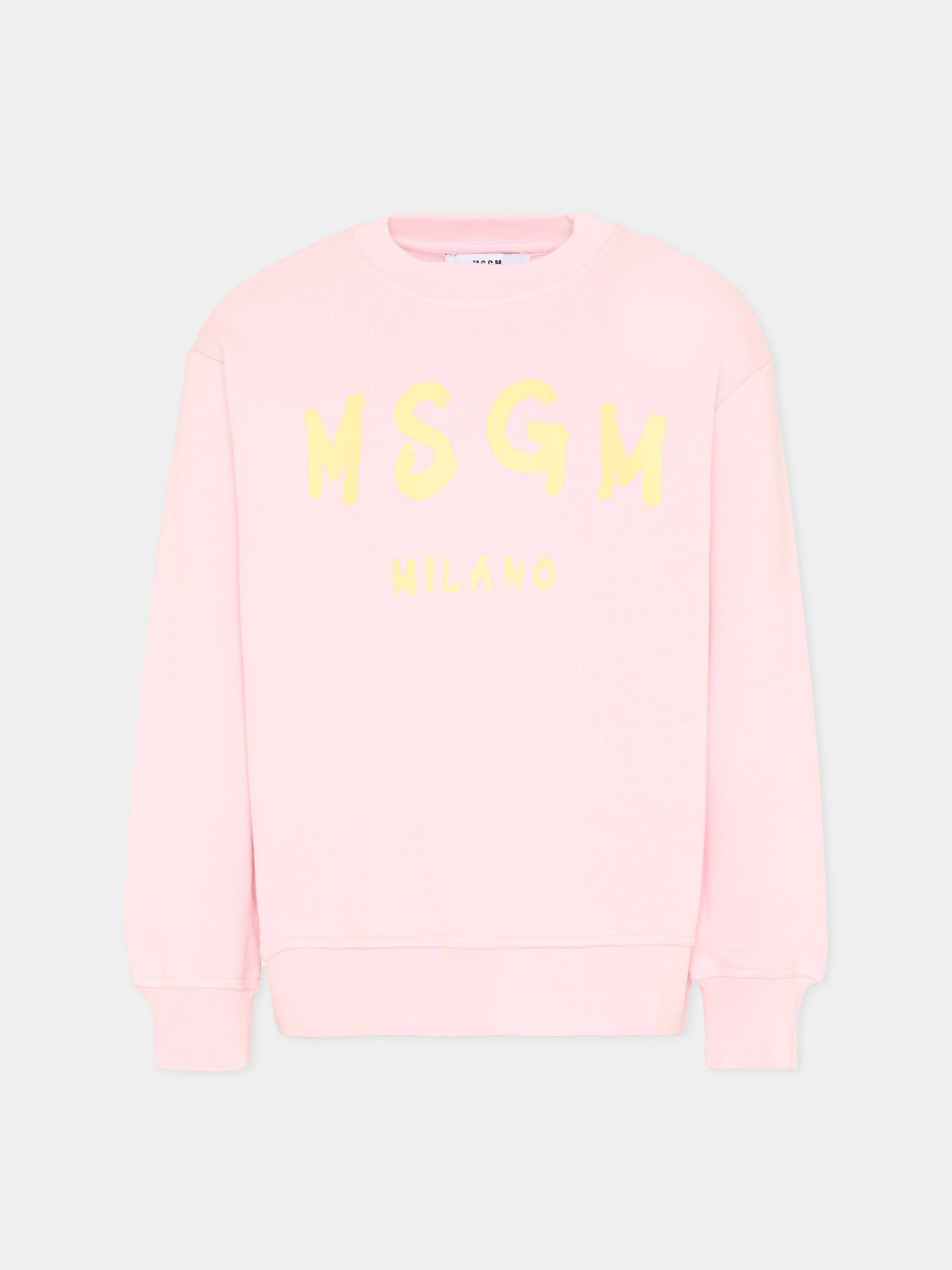 Felpa rosa per bambina con logo,Msgm Kids,S6MSJUSW007 MS076