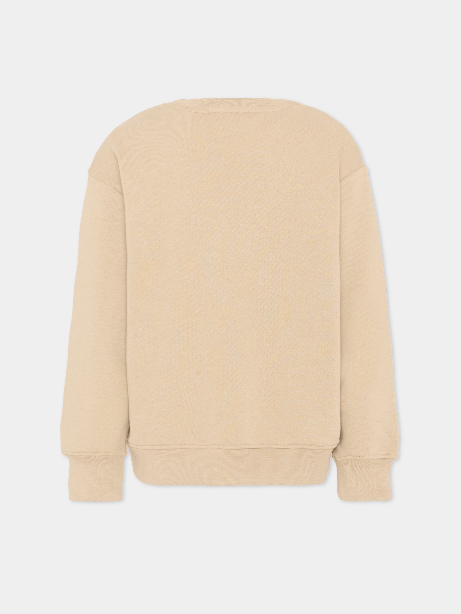 Felpa beige per bambini con logo,Msgm Kids,S6MSJUSW007 092