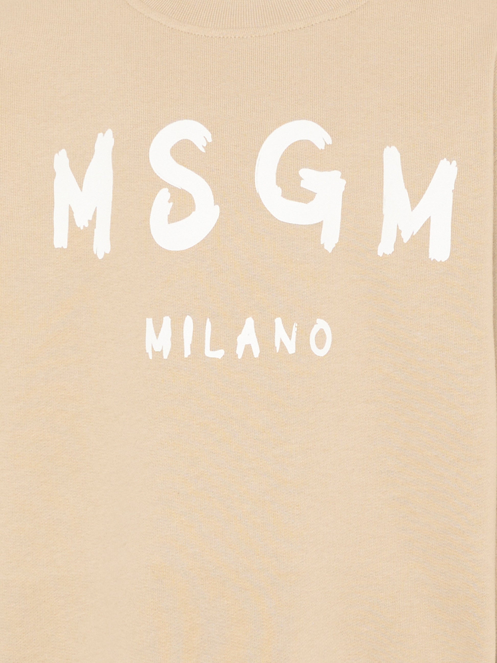 Felpa beige per bambini con logo,Msgm Kids,S6MSJUSW007 092