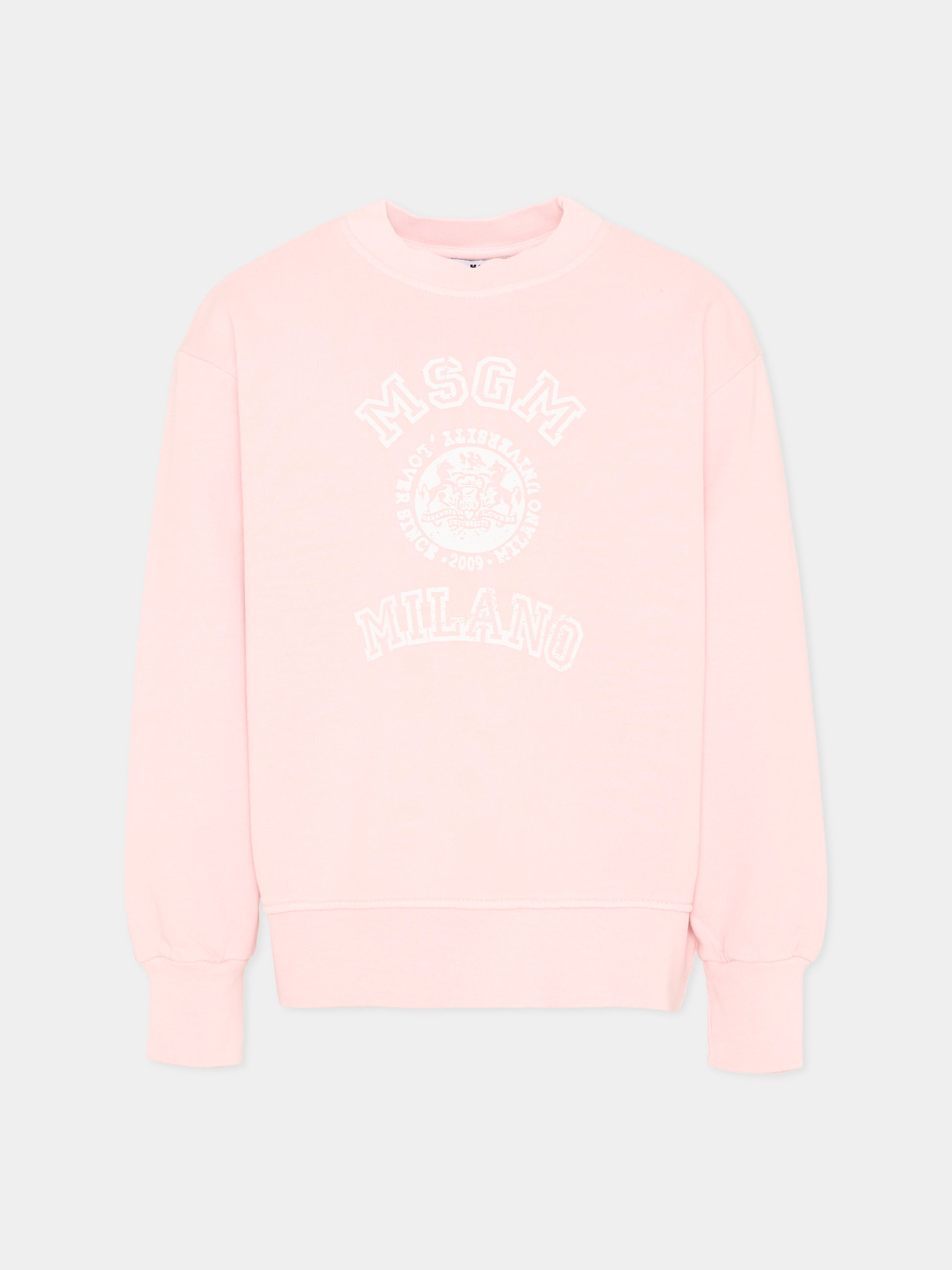 Felpa rosa per bambina con logo,Msgm Kids,S6MSJUSW053 MS076