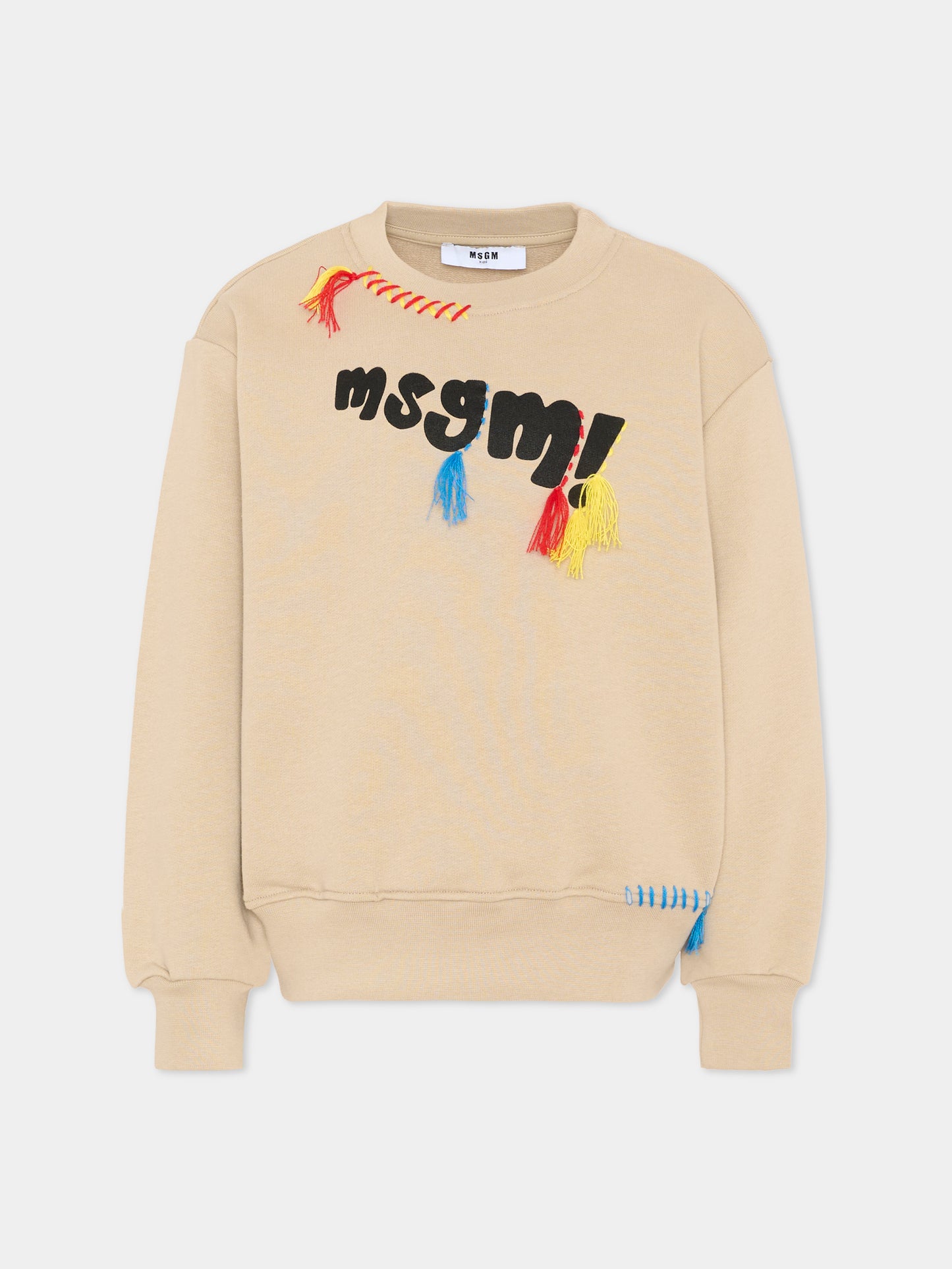 Felpa beige per bambini con logo,Msgm Kids,S6MSJUSW142 092