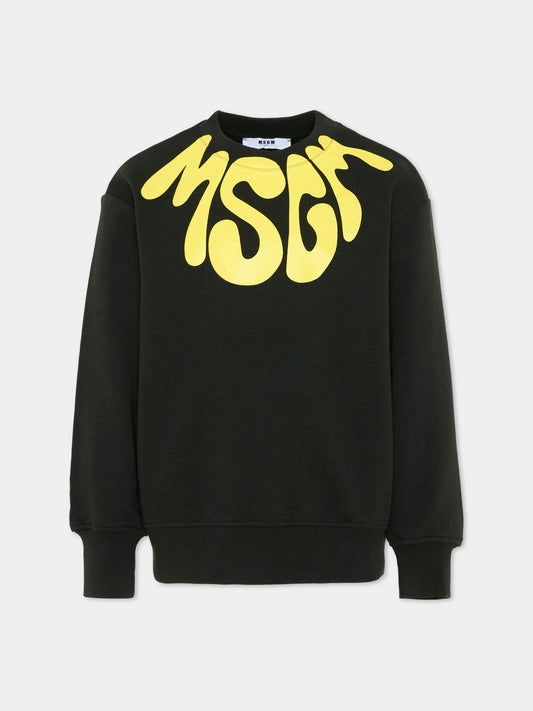 Felpa nera per bambini con logo,Msgm Kids,S6MSJUSW220 MS040