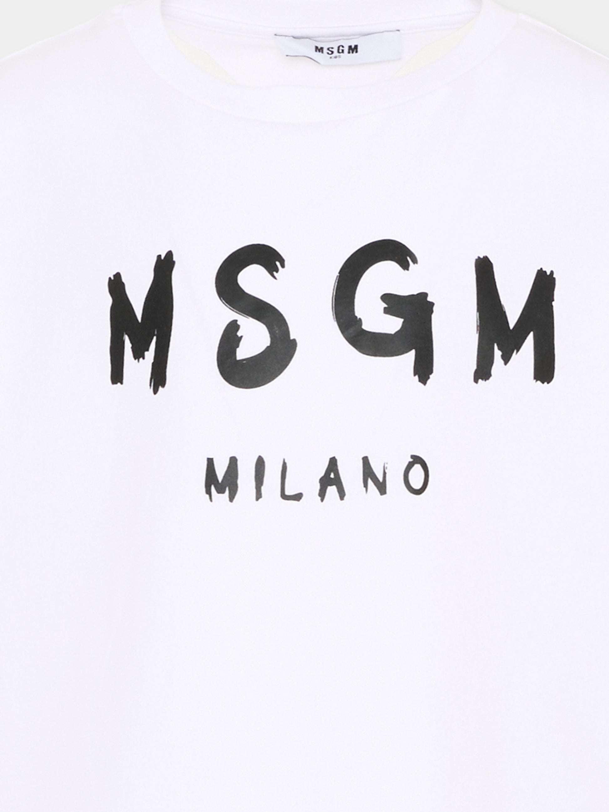 T-Shirt bianca per bambini con logo,Msgm Kids,S6MSJUTH001 001