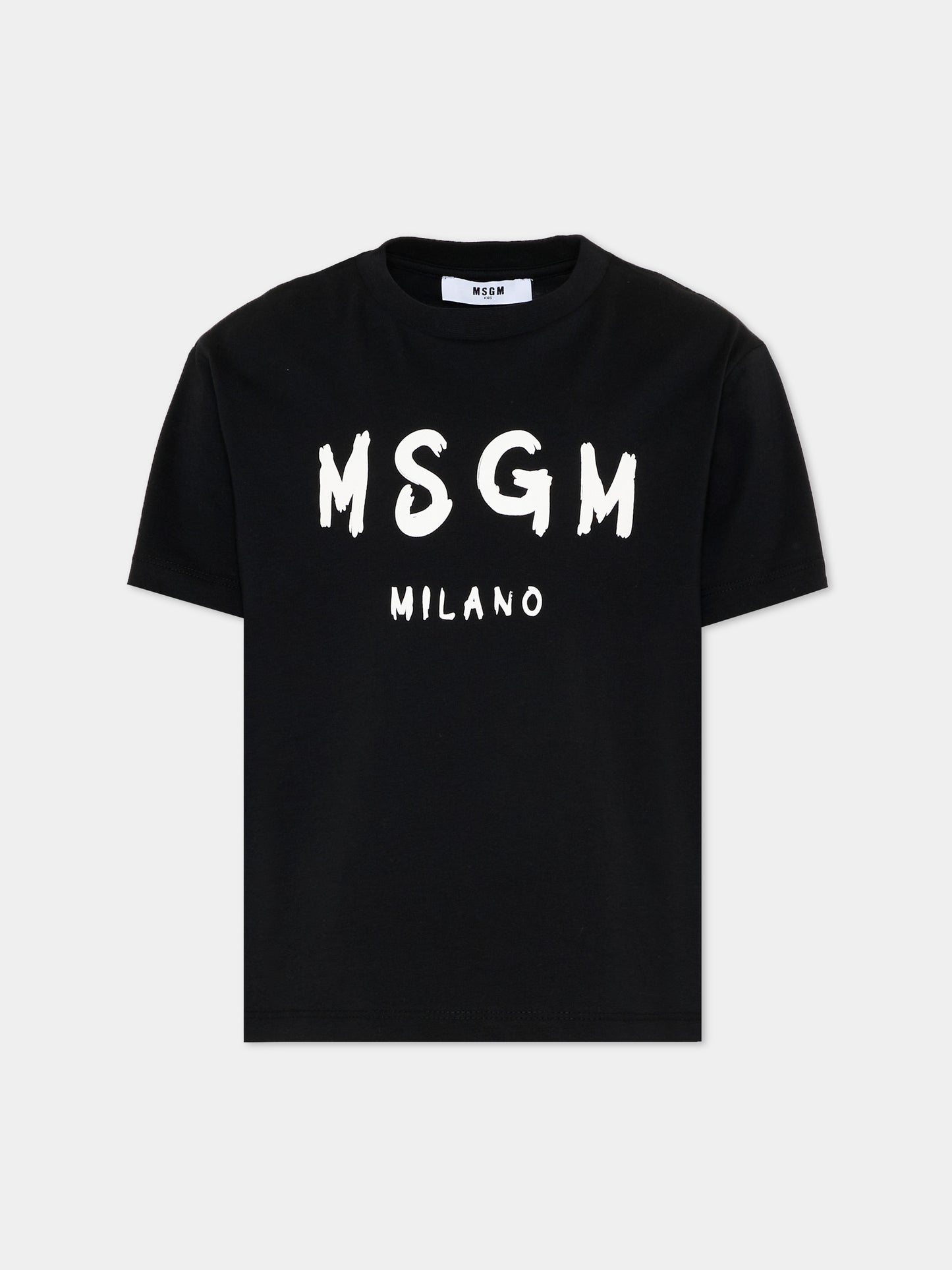 T-Shirt nera per bambini con logo,Msgm Kids,S6MSJUTH001 110