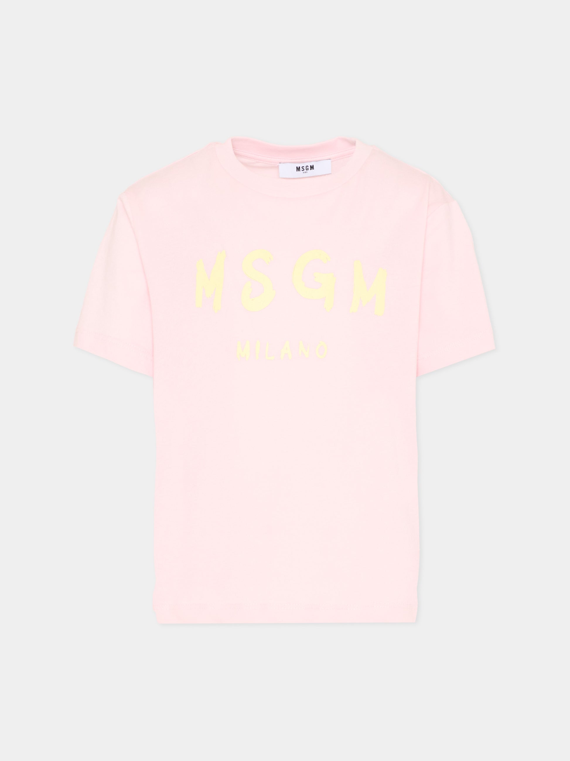 T-Shirt rosa per bambina con logo,Msgm Kids,S6MSJUTH001 MS076