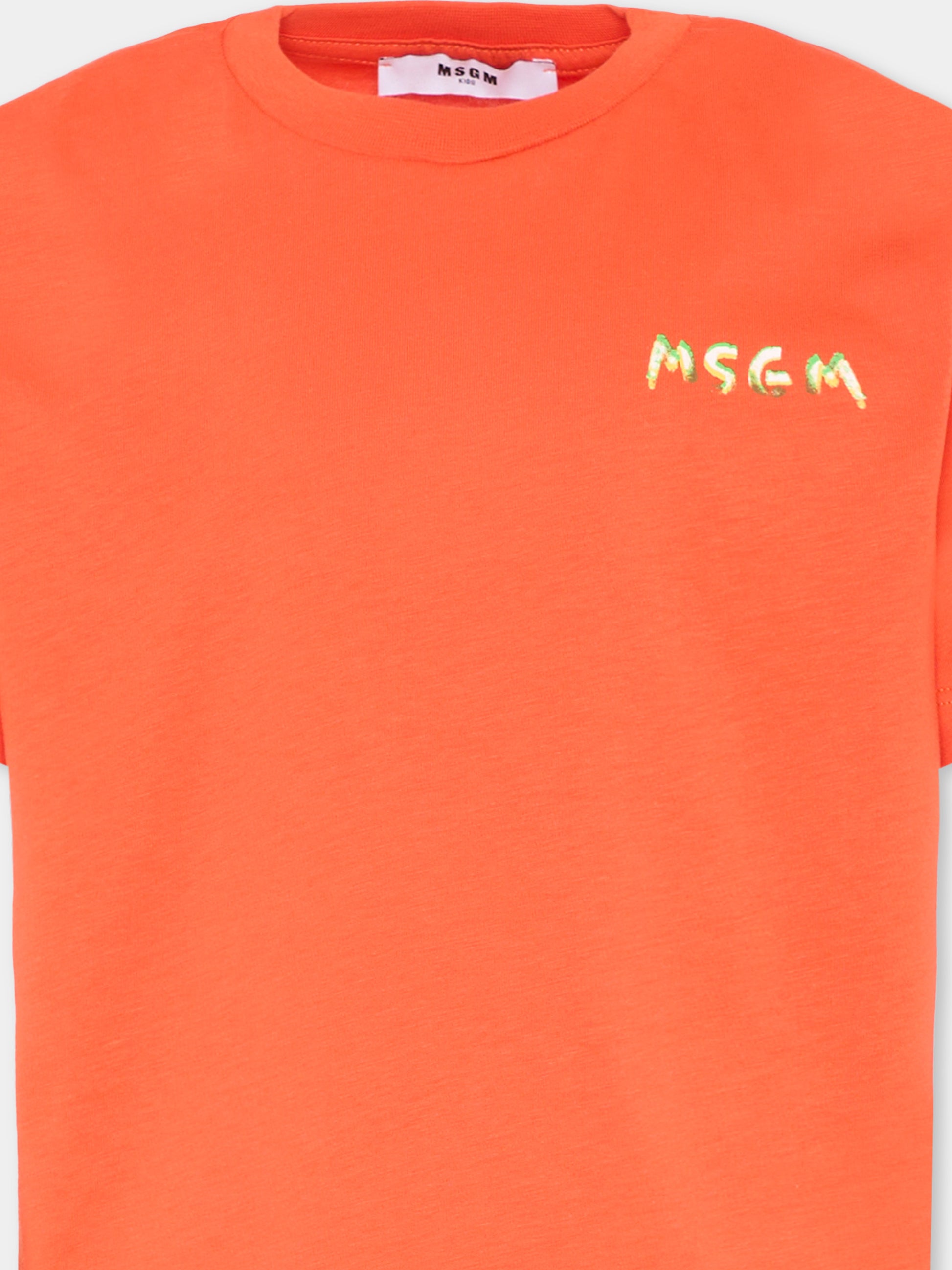 T-Shirt rossa per bambini con logo,Msgm Kids,S6MSJUTH003 MS074