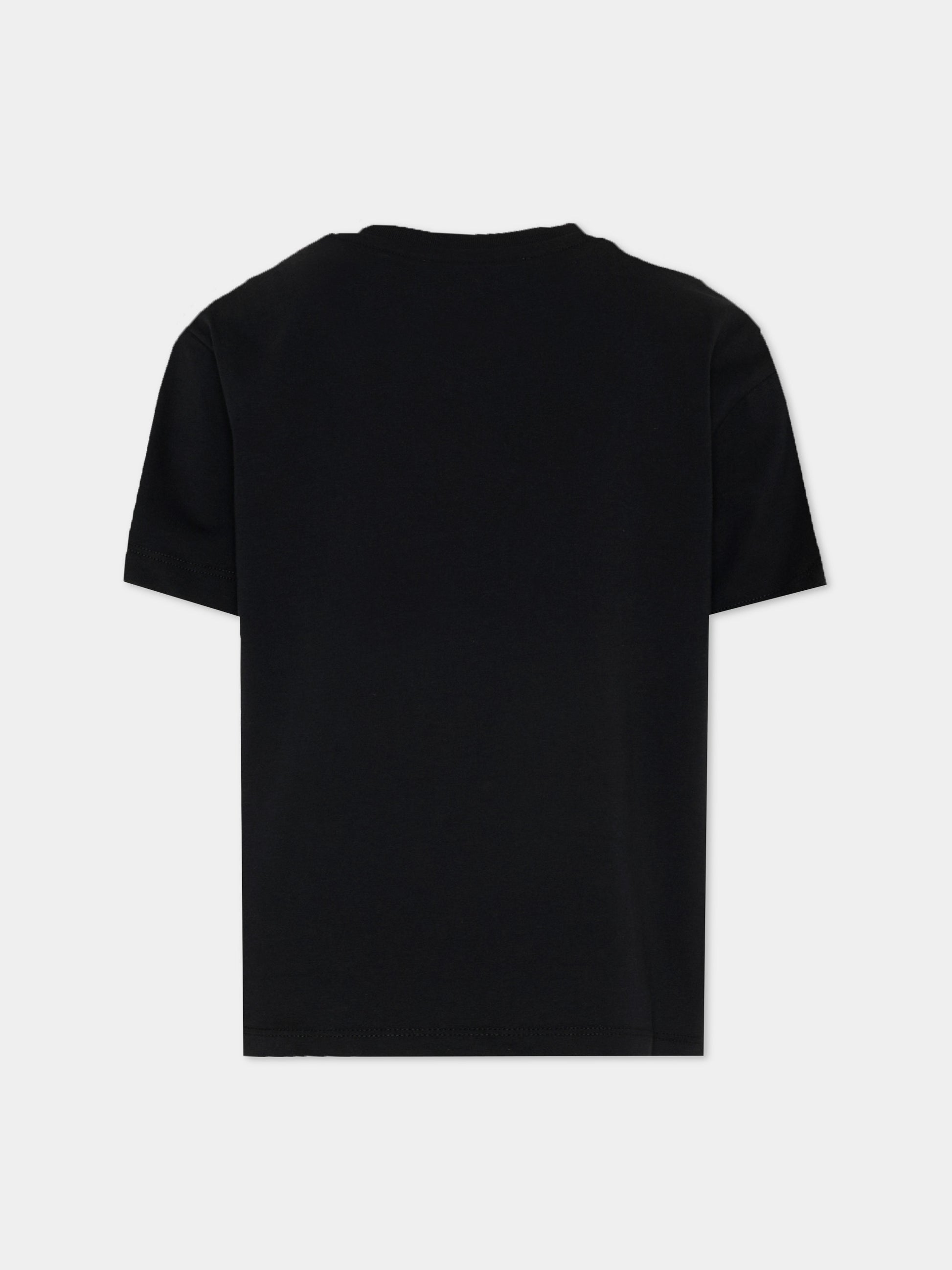 T-Shirt nera per bambini con logo,Msgm Kids,S6MSJUTH004 110