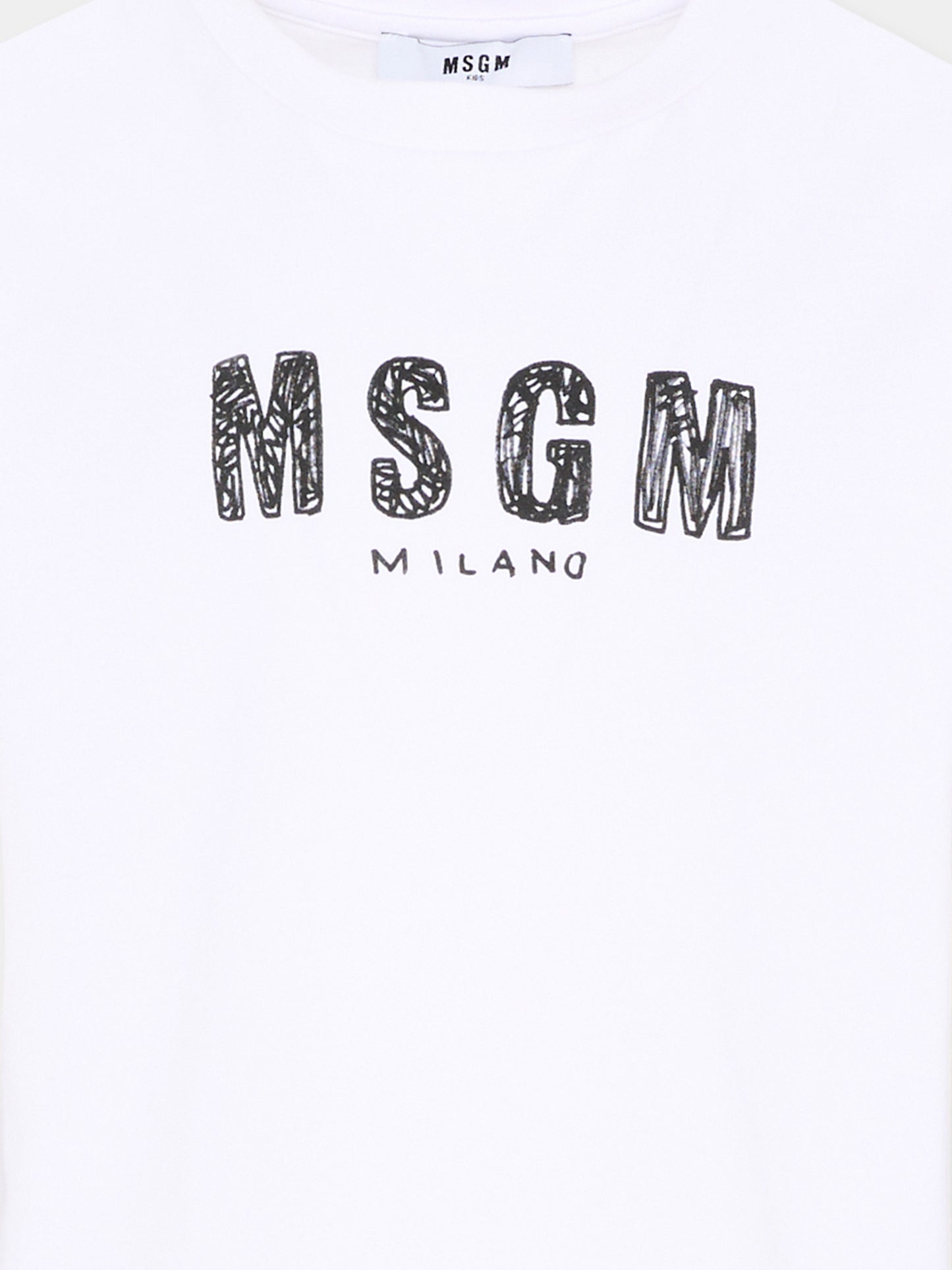 T-Shirt bianca per bambini con logo,Msgm Kids,S6MSJUTH004 001