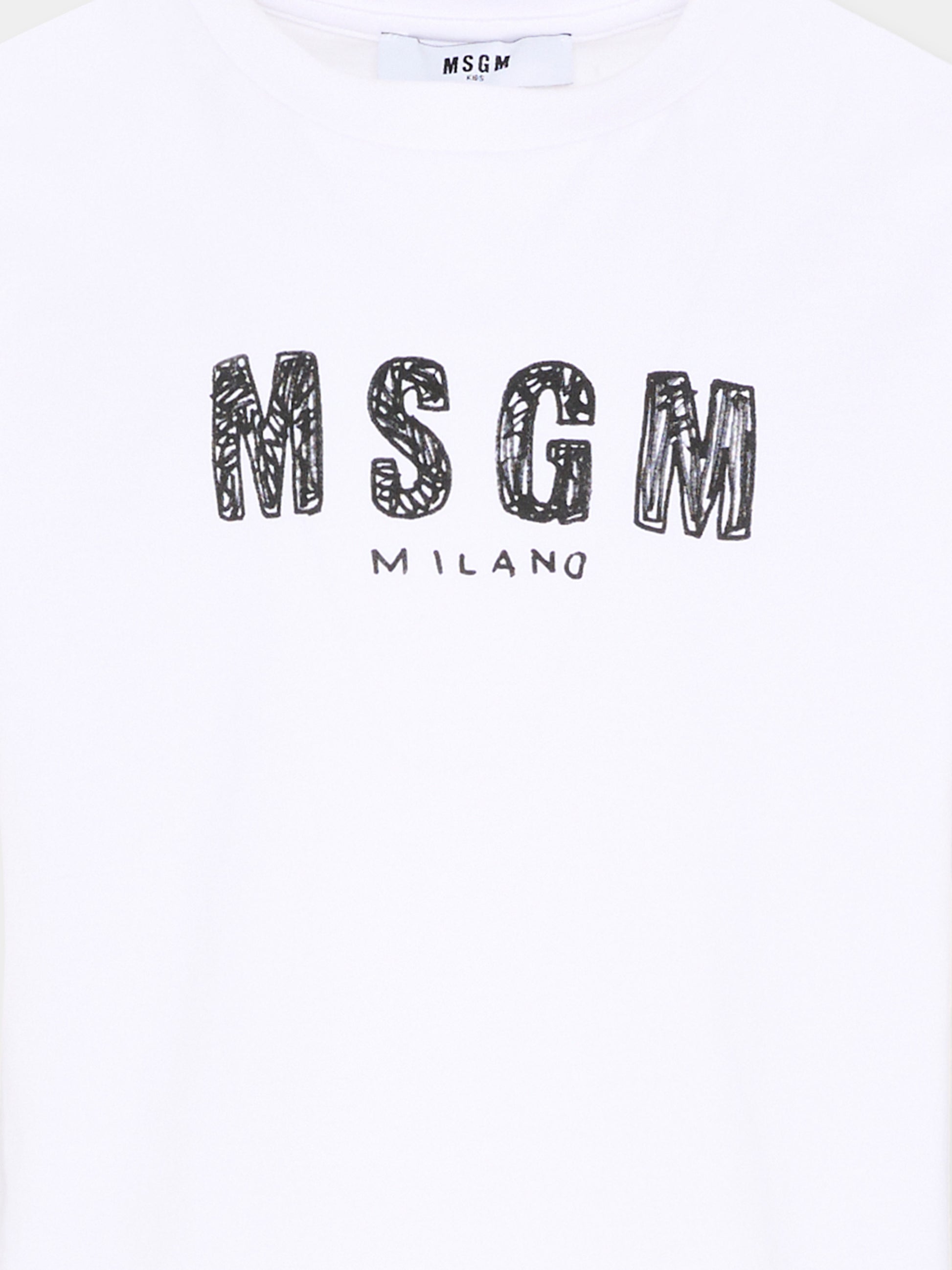 T-Shirt bianca per bambini con logo,Msgm Kids,S6MSJUTH004 001