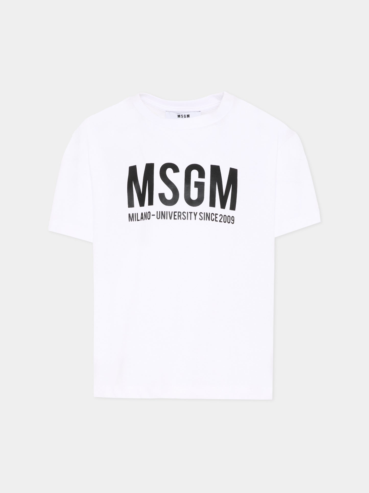 T-Shirt bianca per bambini con logo,Msgm Kids,S6MSJUTH051 001