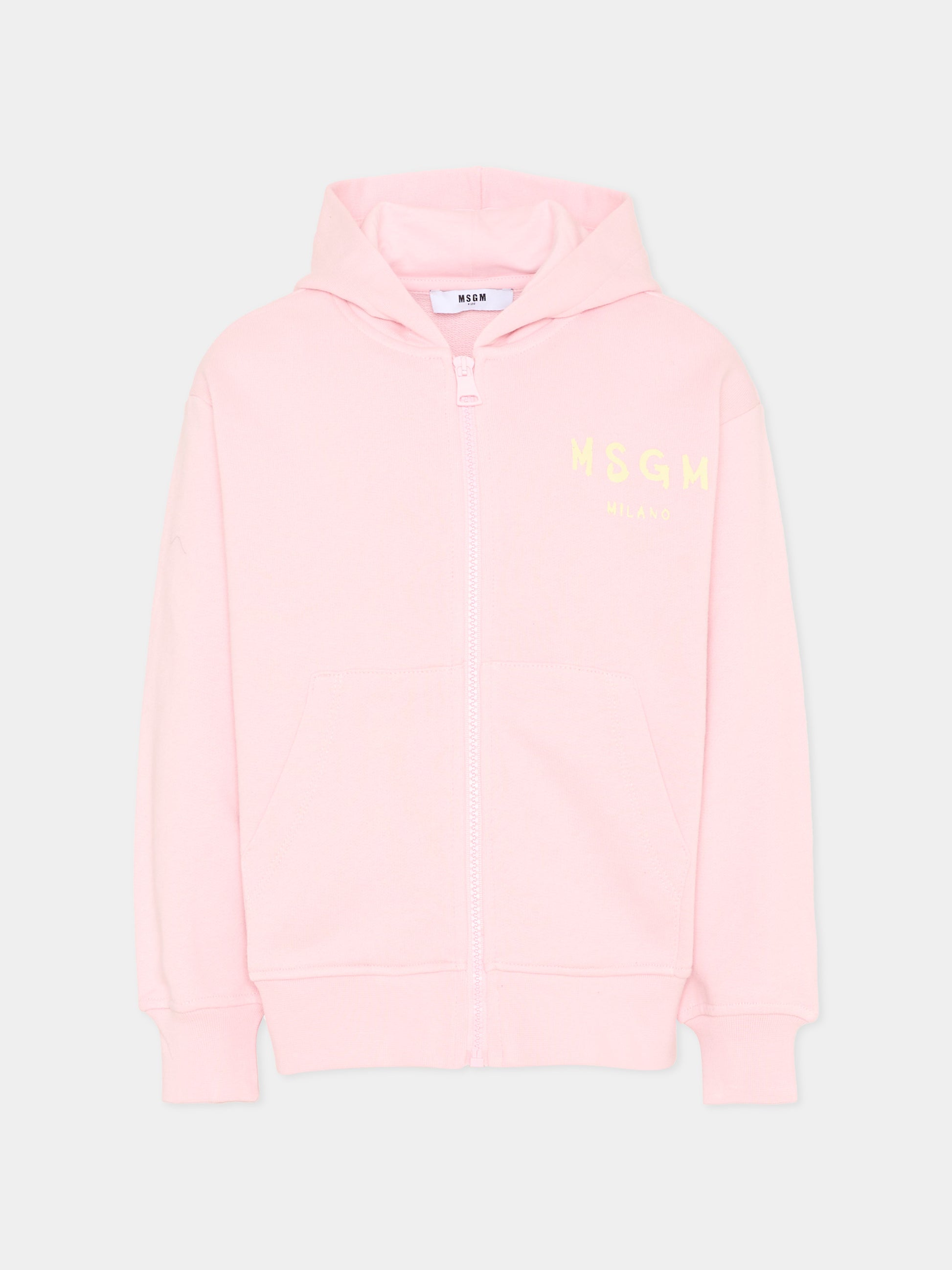 Felpa rosa per bambina con logo,Msgm Kids,S6MSJUZH065 MS076