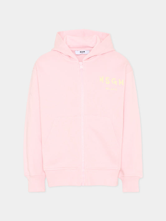 Felpa rosa per bambina con logo,Msgm Kids,S6MSJUZH065 MS076