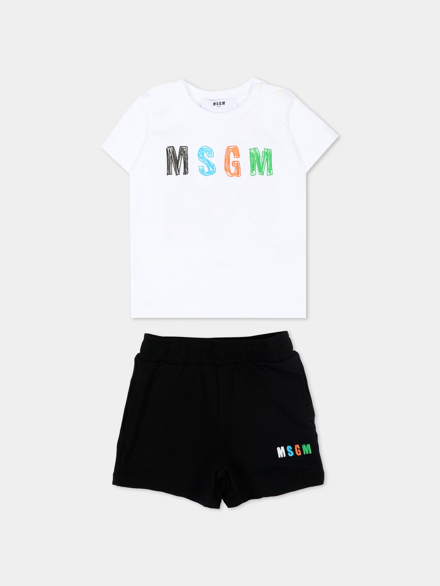 Completo sportivo nero per neonato con logo,Msgm Kids,S6MSNBTR271 001/01