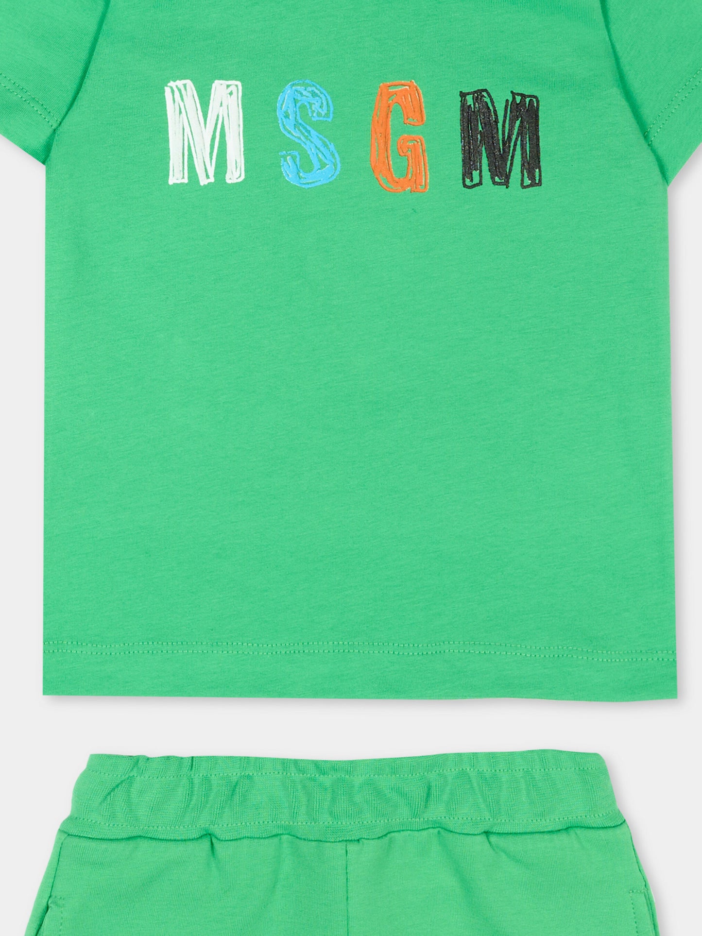 Completo sportivo verde per neonato con logo,Msgm Kids,S6MSNBTR271 MS006
