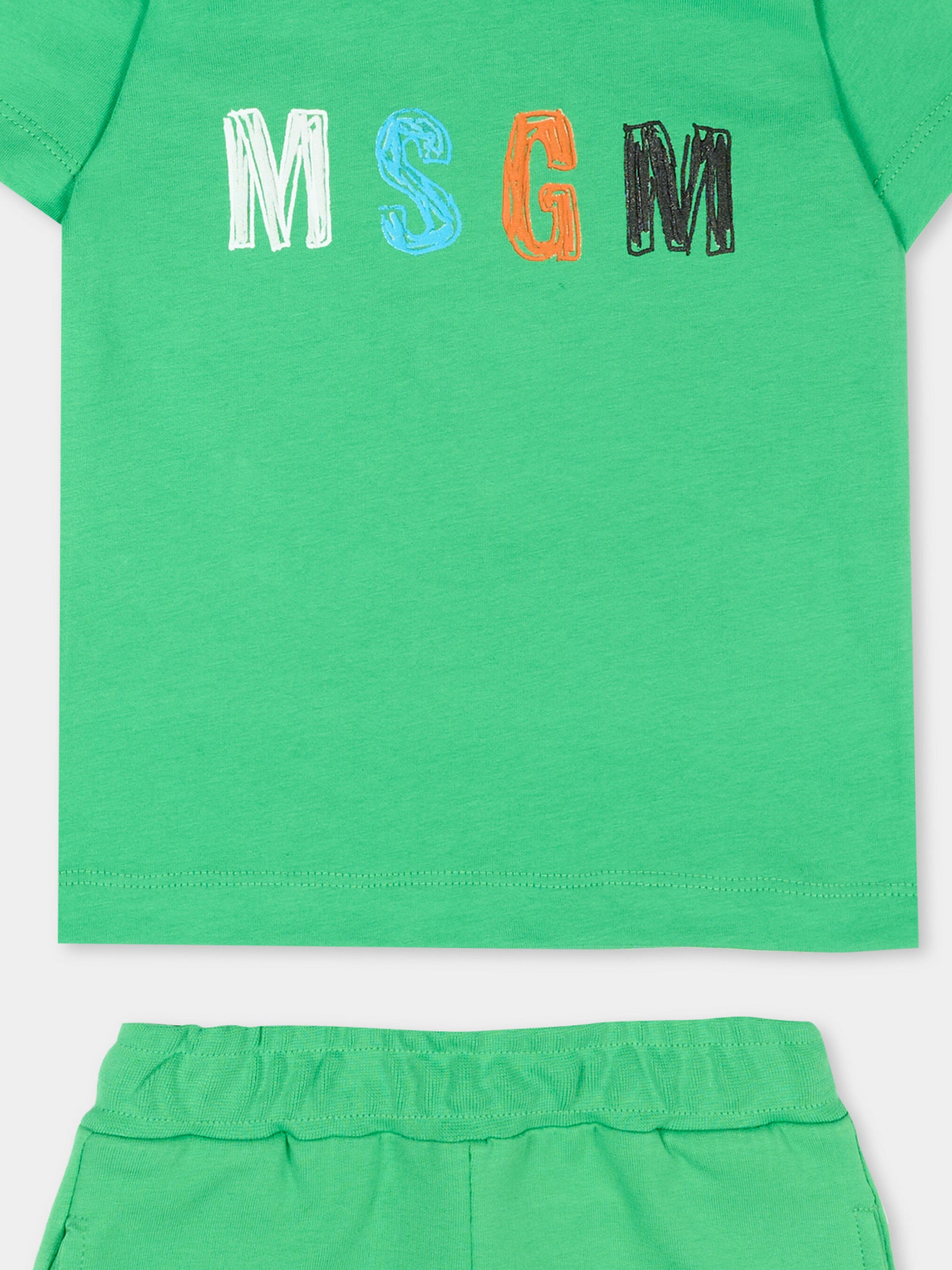 Completo sportivo verde per neonato con logo,Msgm Kids,S6MSNBTR271 MS006