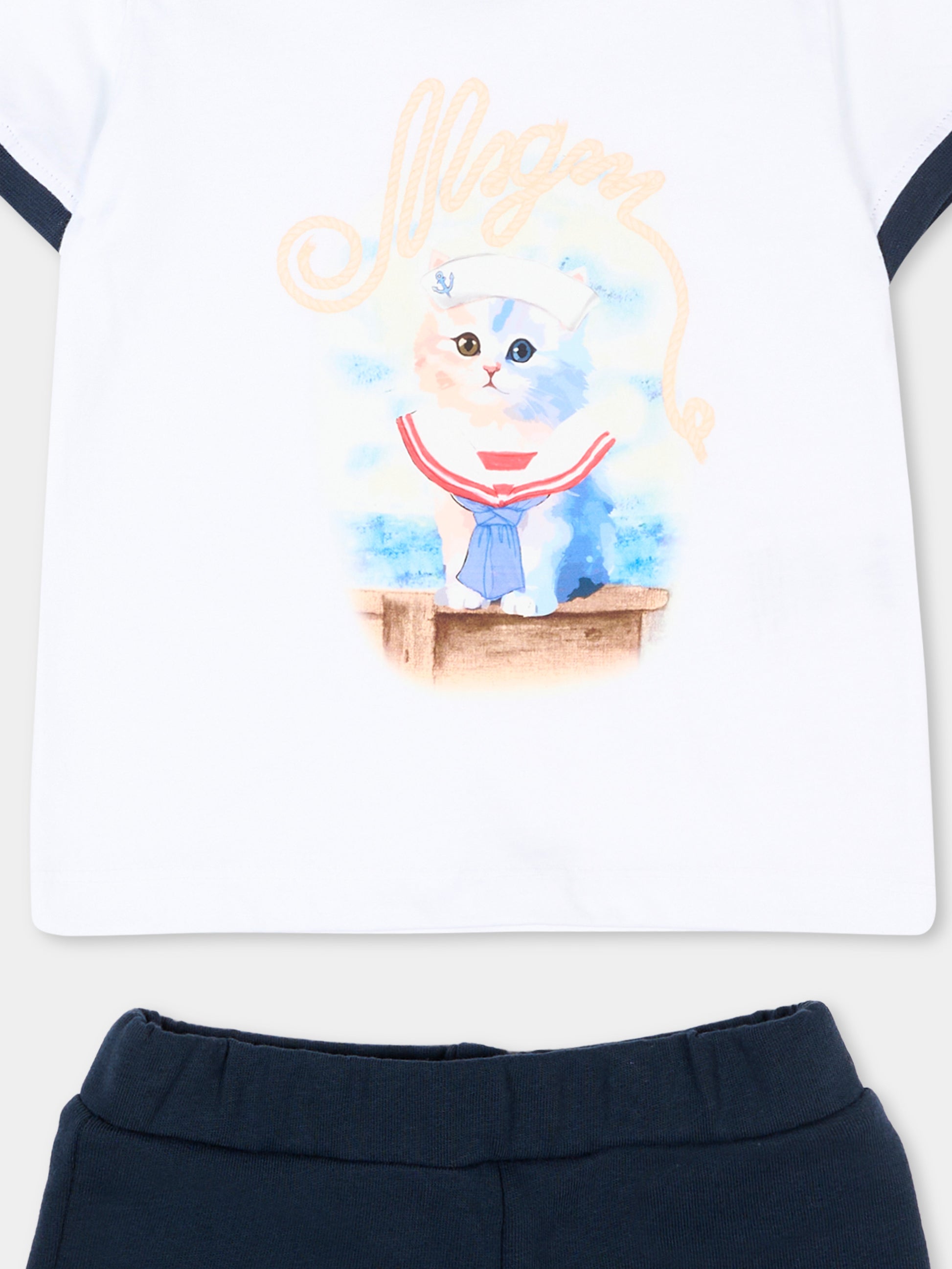 Completo sportivo multicolor per neonata con stampa gatto,Msgm Kids,S6MSNGTR269 001/83