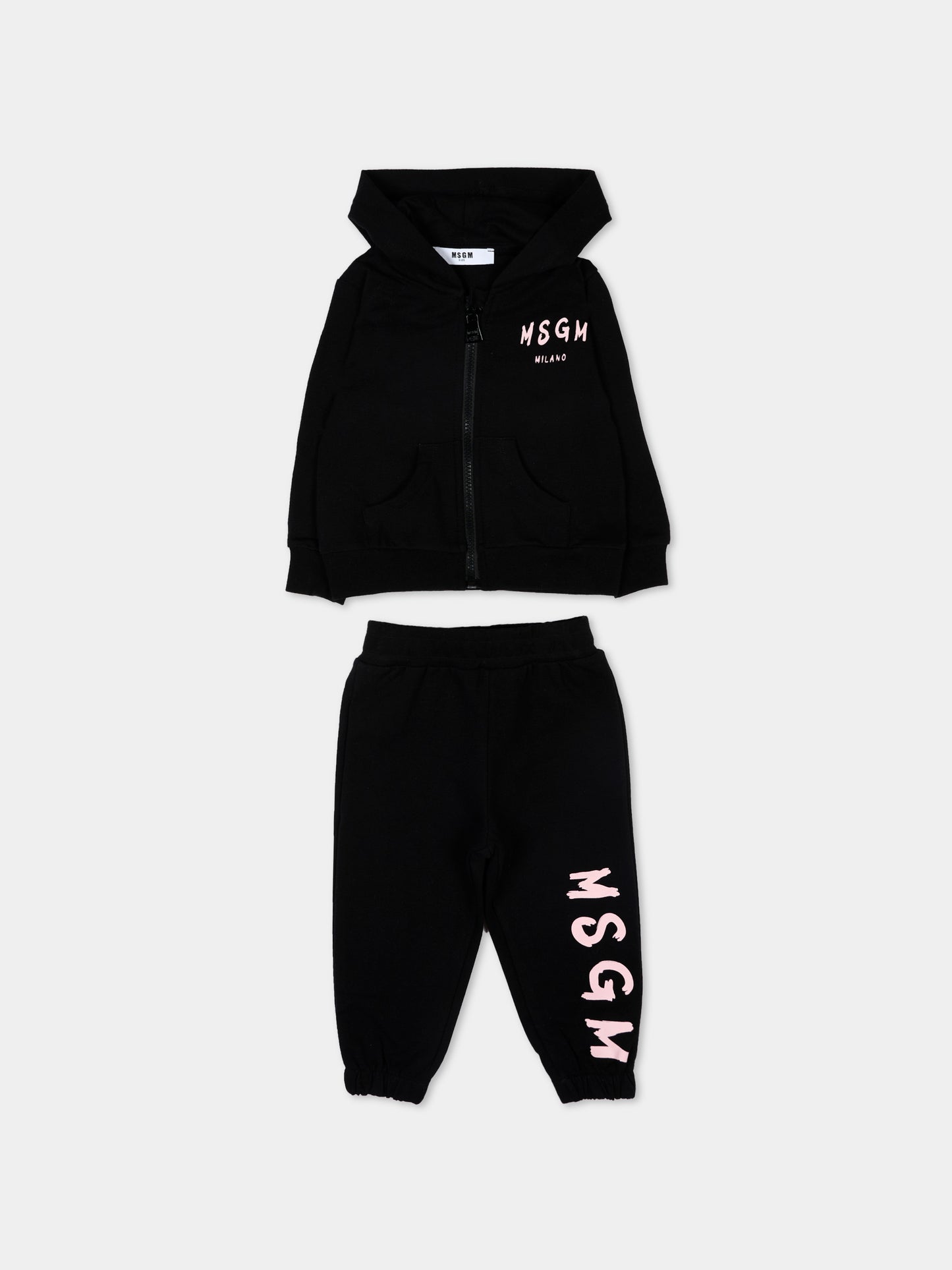 Completo sportivo nero per neonata con logo,Msgm Kids,S6MSUNSF265 110/88