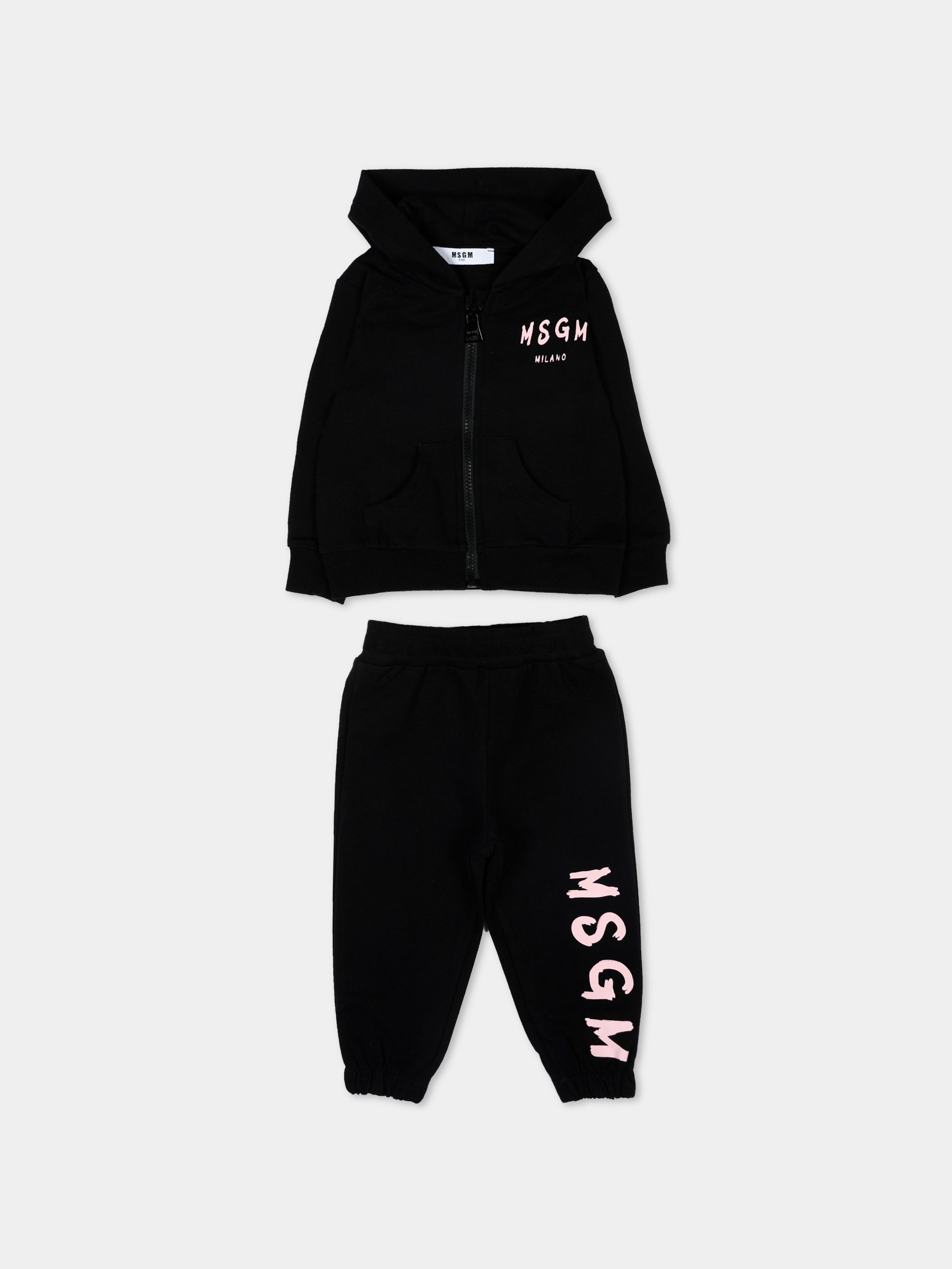 Completo sportivo nero per neonata con logo,Msgm Kids,S6MSUNSF265 110/88