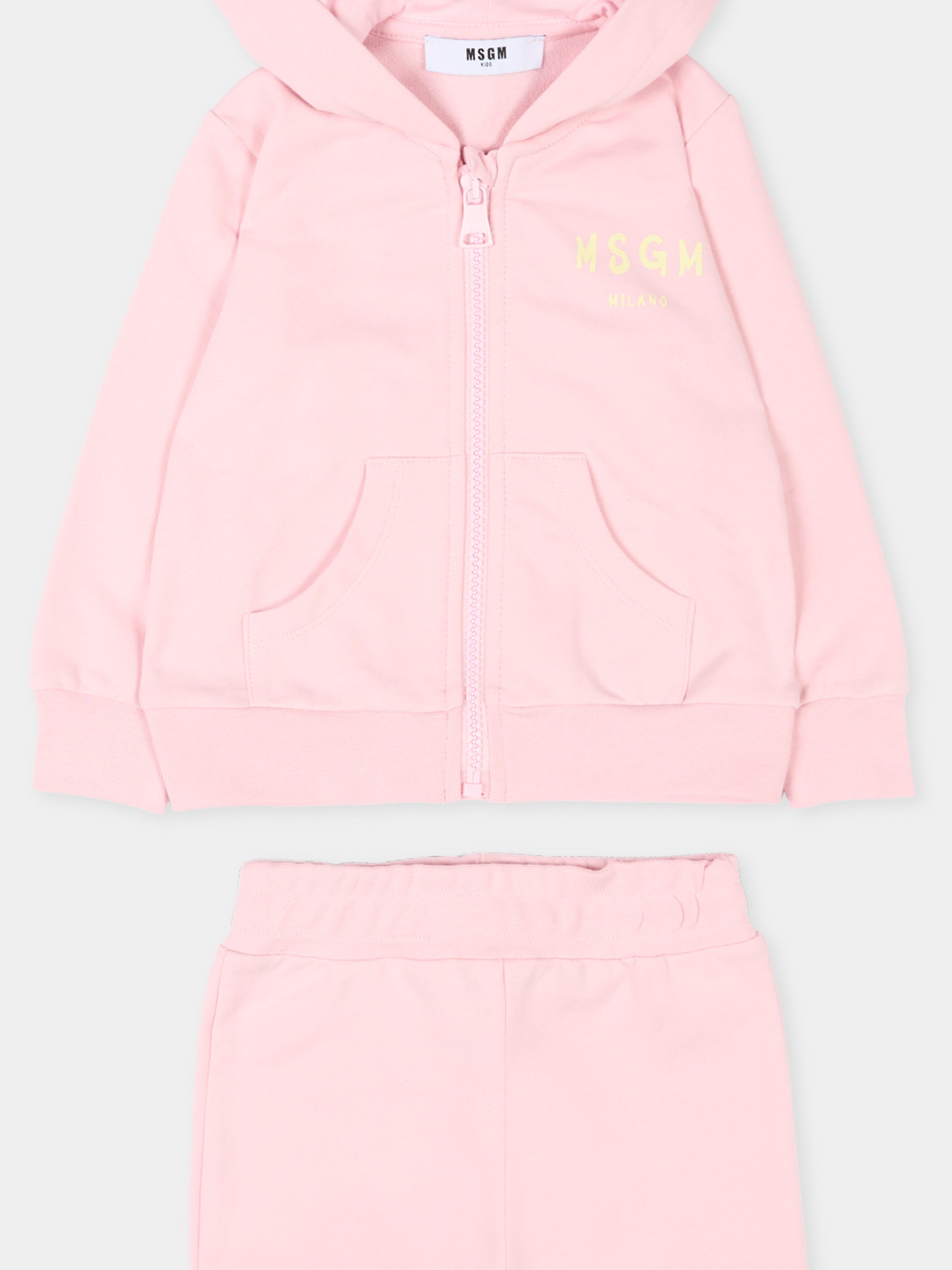 Completo sportivo rosa per neonata con logo,Msgm Kids,S6MSUNSF265 MS076