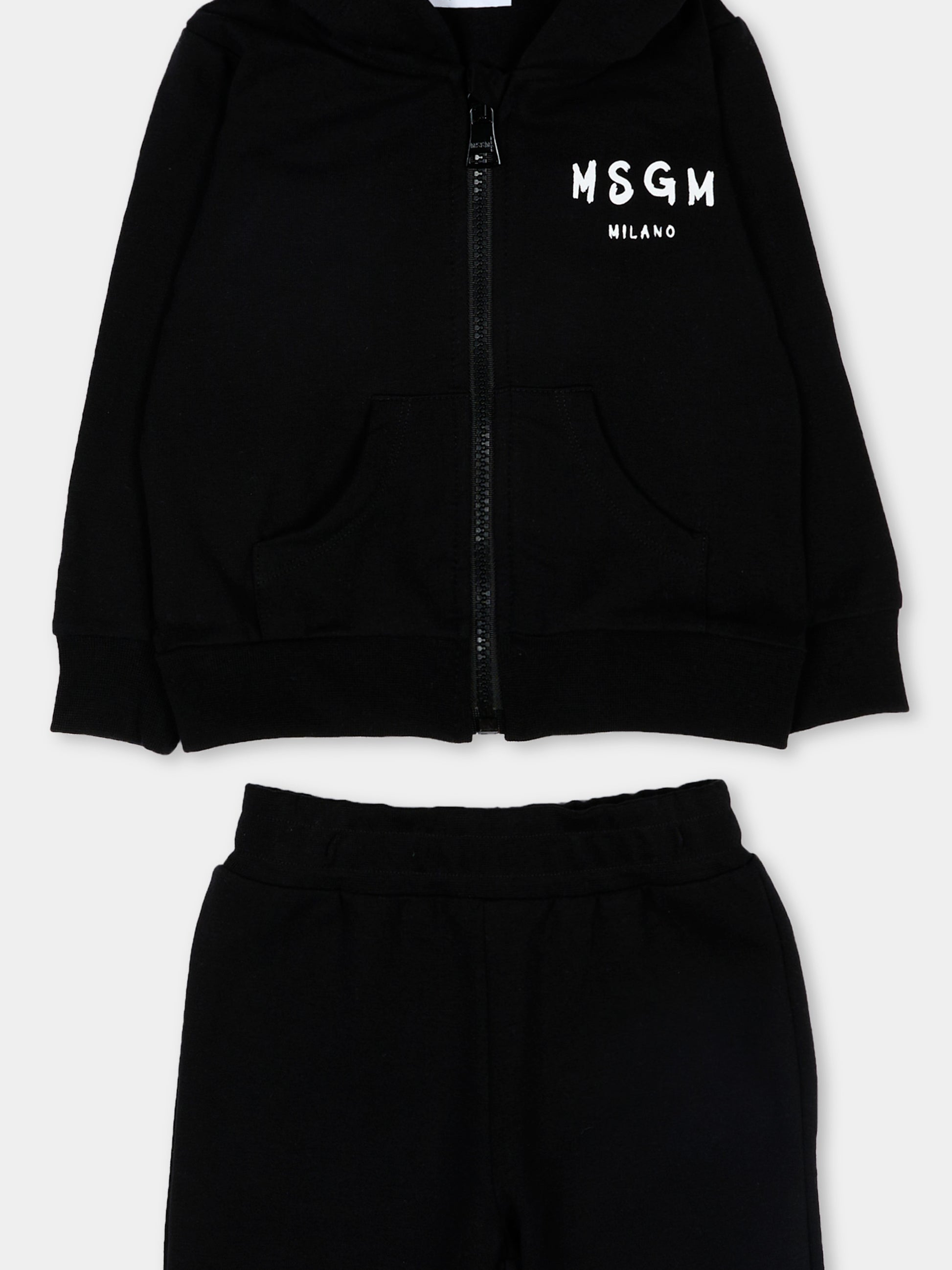 Completo sportivo nero per neonati con logo,Msgm Kids,S6MSUNSF265 110