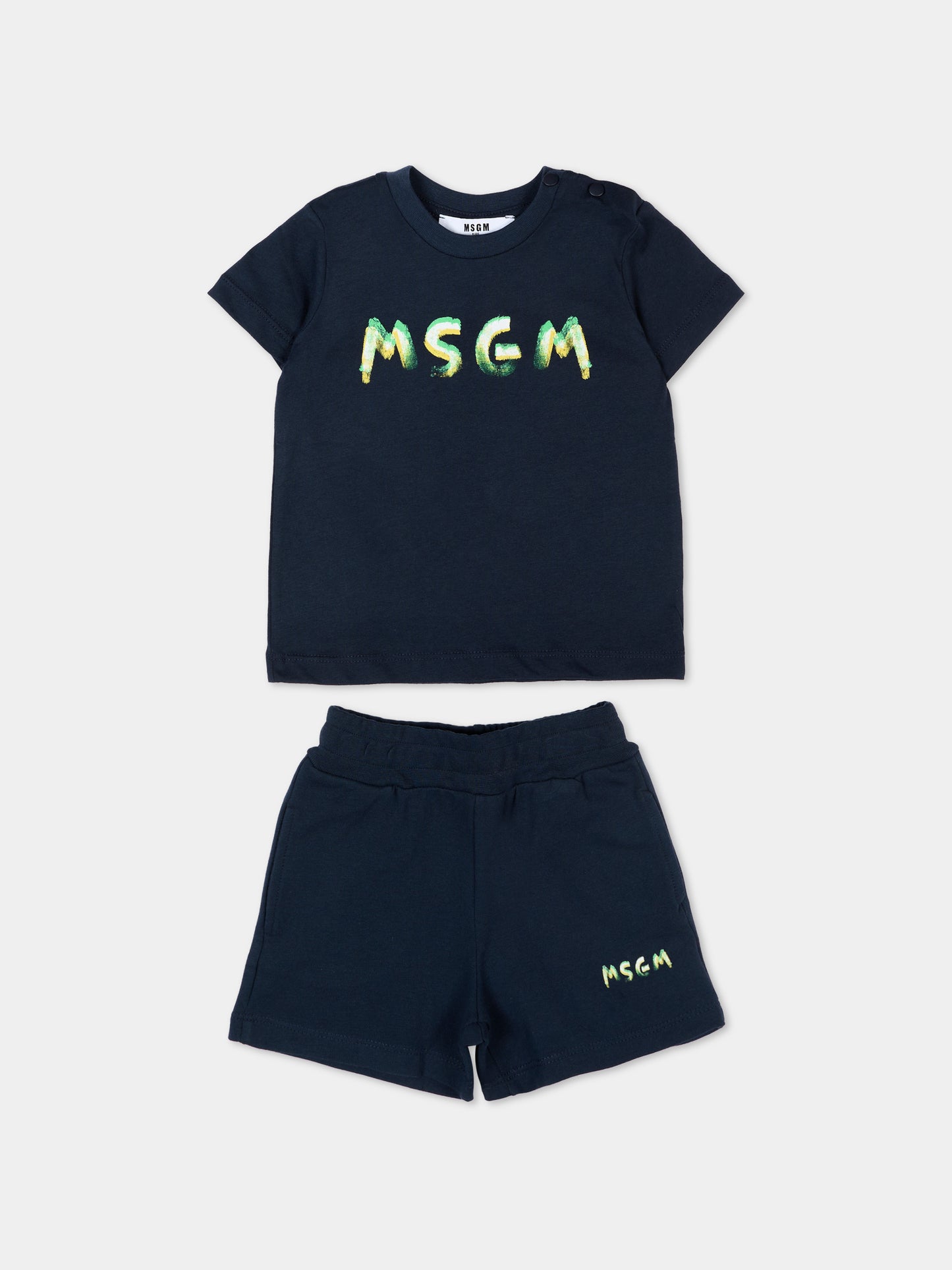 Completo sportivo blu per neonato con logo,Msgm Kids,S6MSUNTR263 MS072