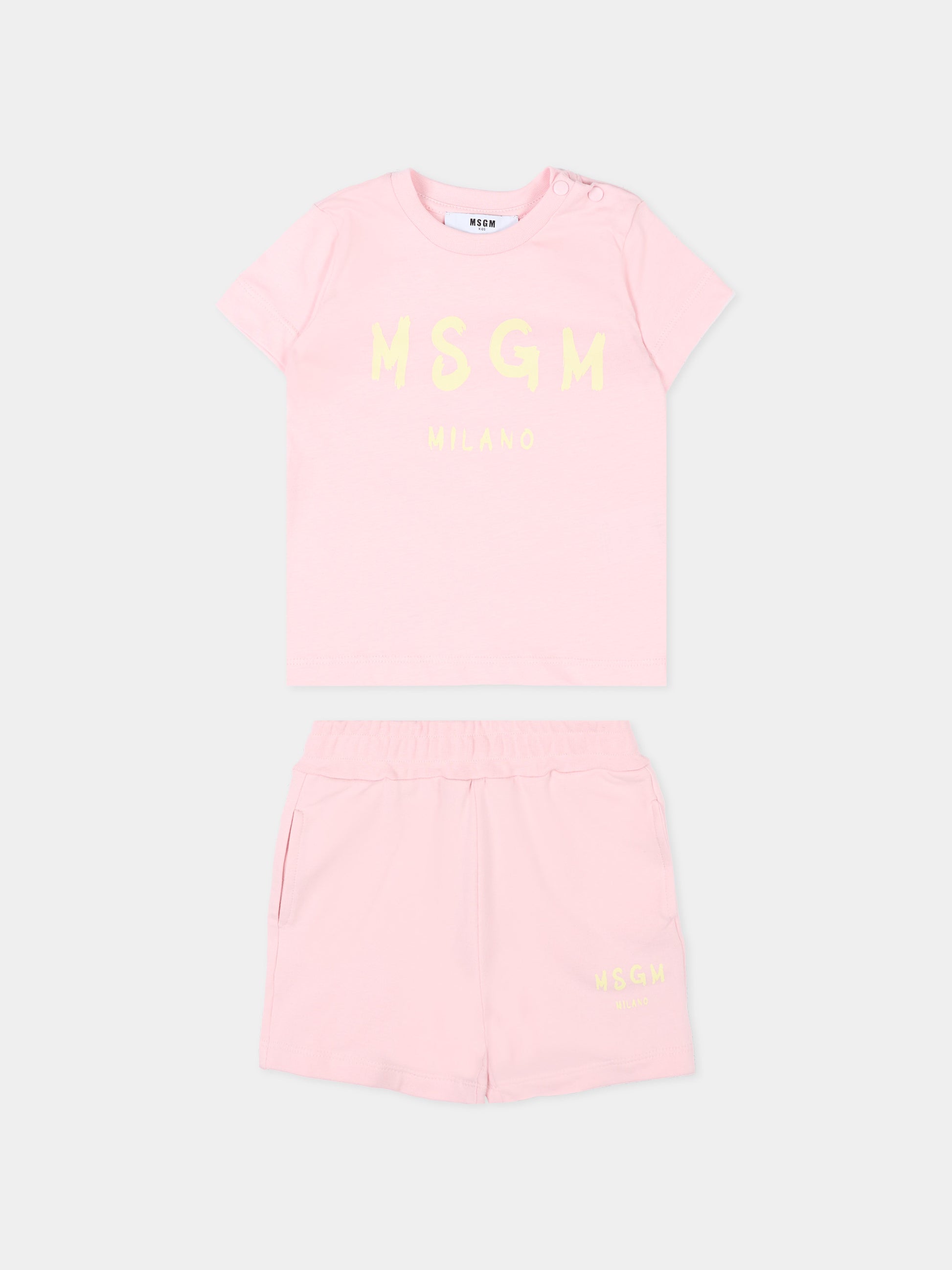 Completo sportivo rosa per neonata con logo,Msgm Kids,S6MSUNTR264 MS076