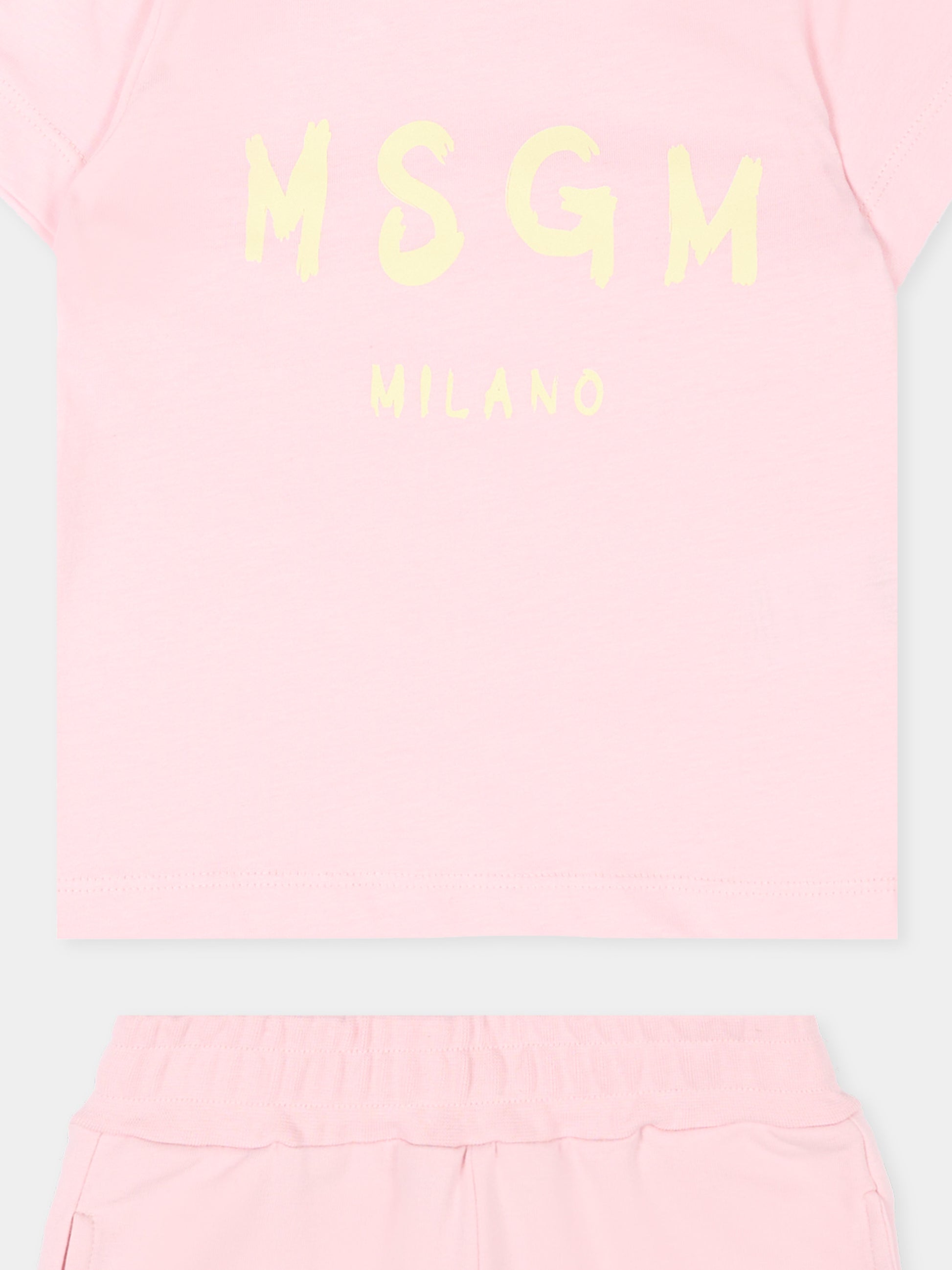 Completo sportivo rosa per neonata con logo,Msgm Kids,S6MSUNTR264 MS076