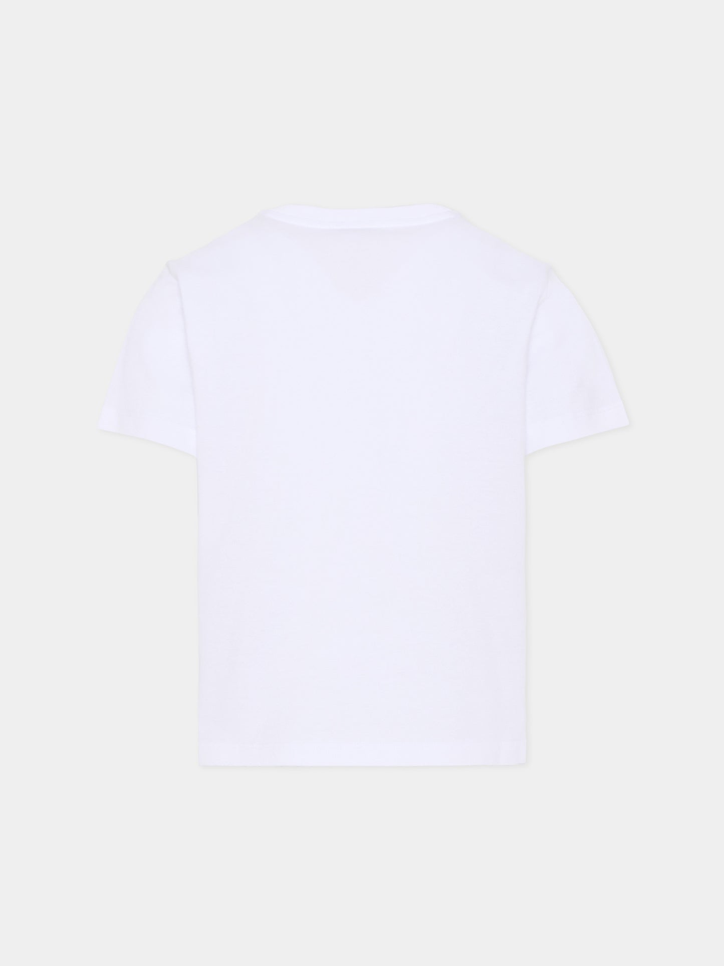 T-shirt bianca per bambini con logo DG,Dolce & Gabbana Kids,L5JTOX G7P0J W0800