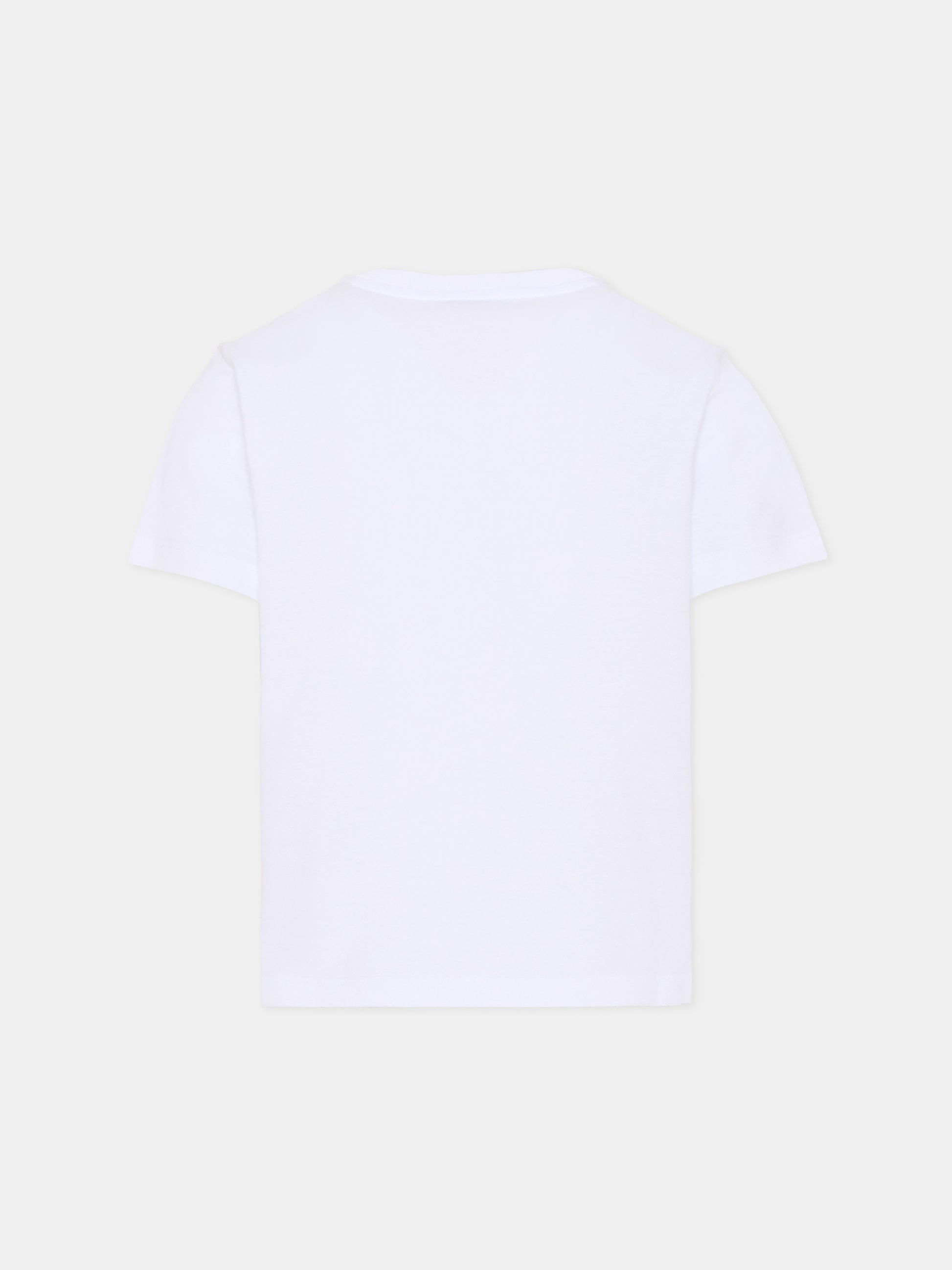 T-shirt bianca per bambini con logo DG,Dolce & Gabbana Kids,L5JTOX G7P0J W0800