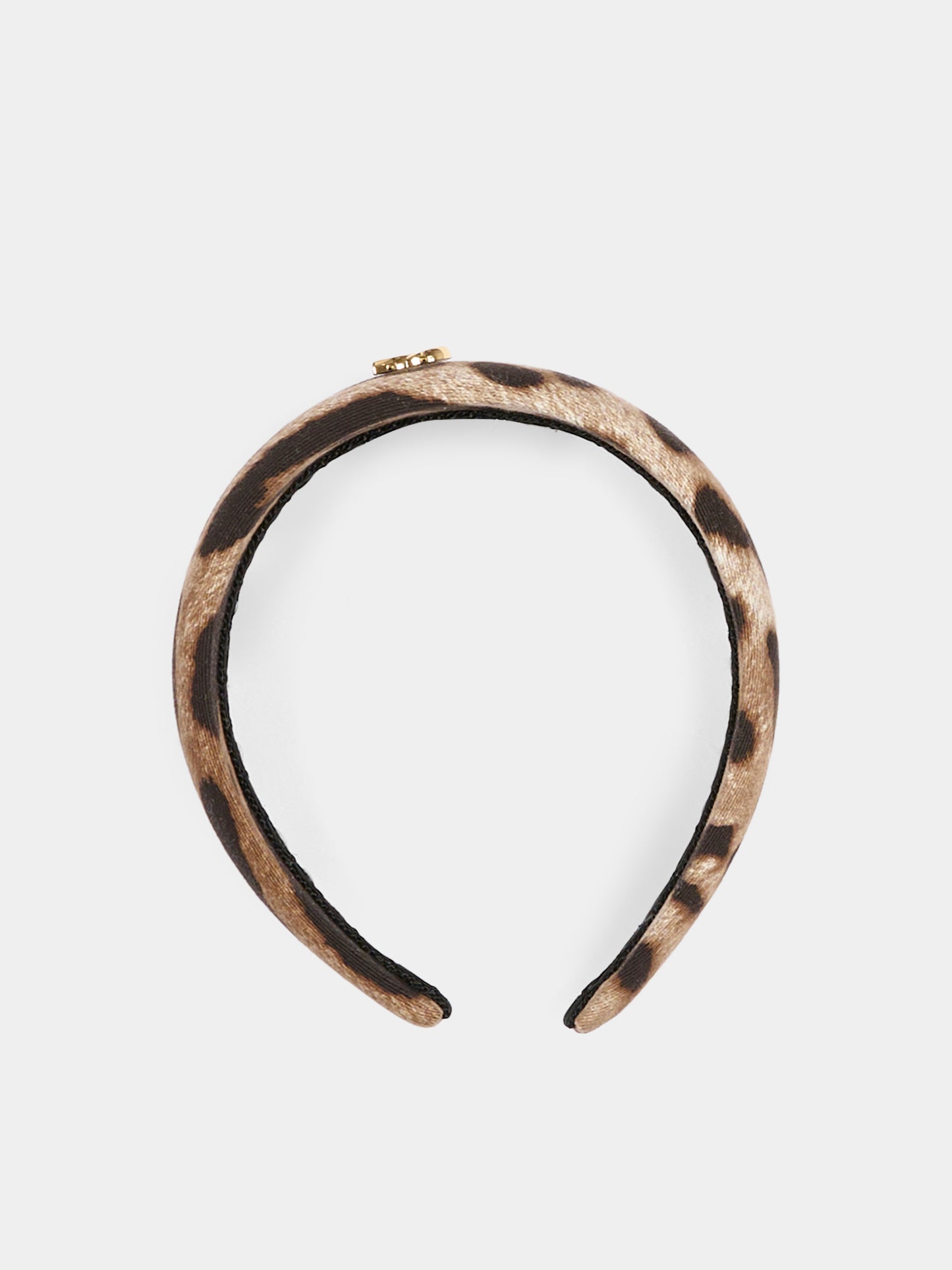 Cerchietto marrone per bambina con stampa animalier,Dolce & Gabbana Kids,LB3L54 FSFAG HY13M