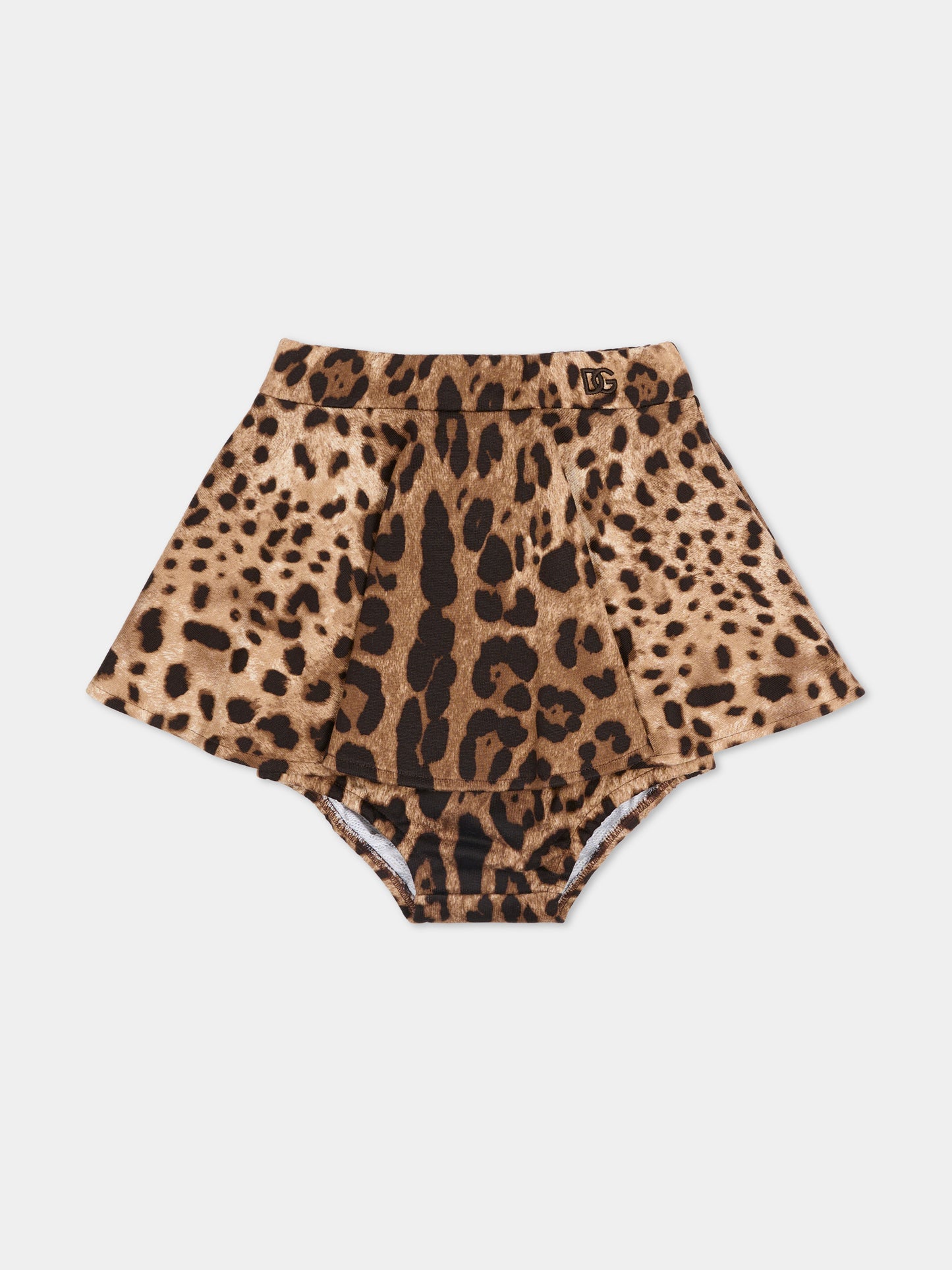 Gonna marrone per neonata con stampa animalier,Dolce & Gabbana Kids,L2JIB9 FS785 HY13M