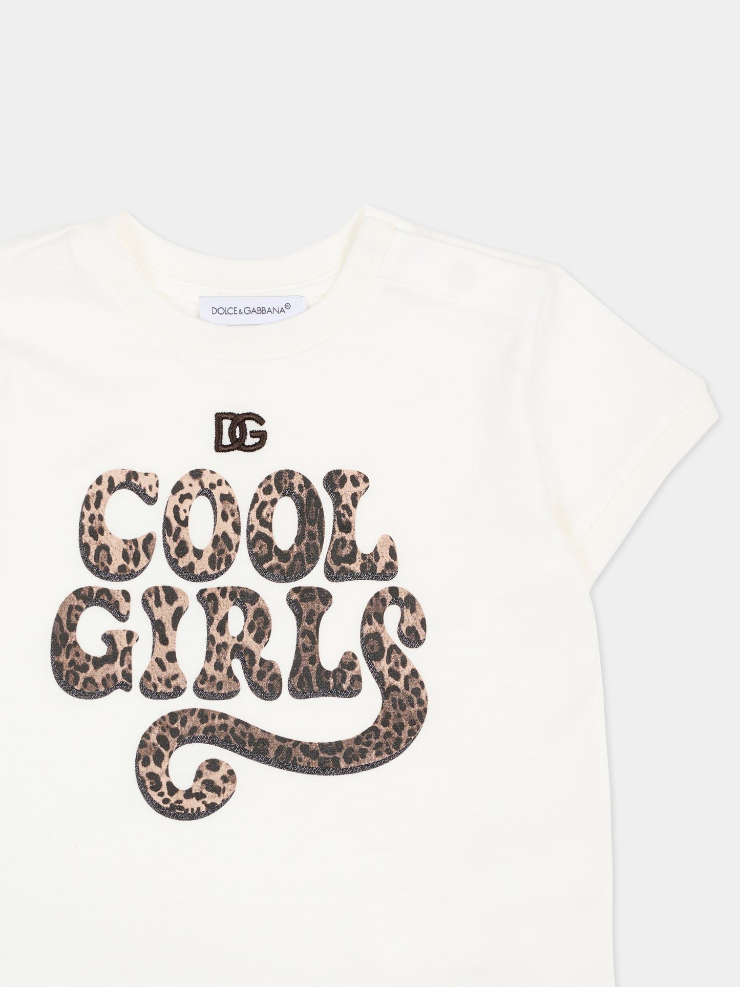 T-shirt bianca per neonata con logo e scritta,Dolce & Gabbana Kids,L2JTJT G7PXG W0111