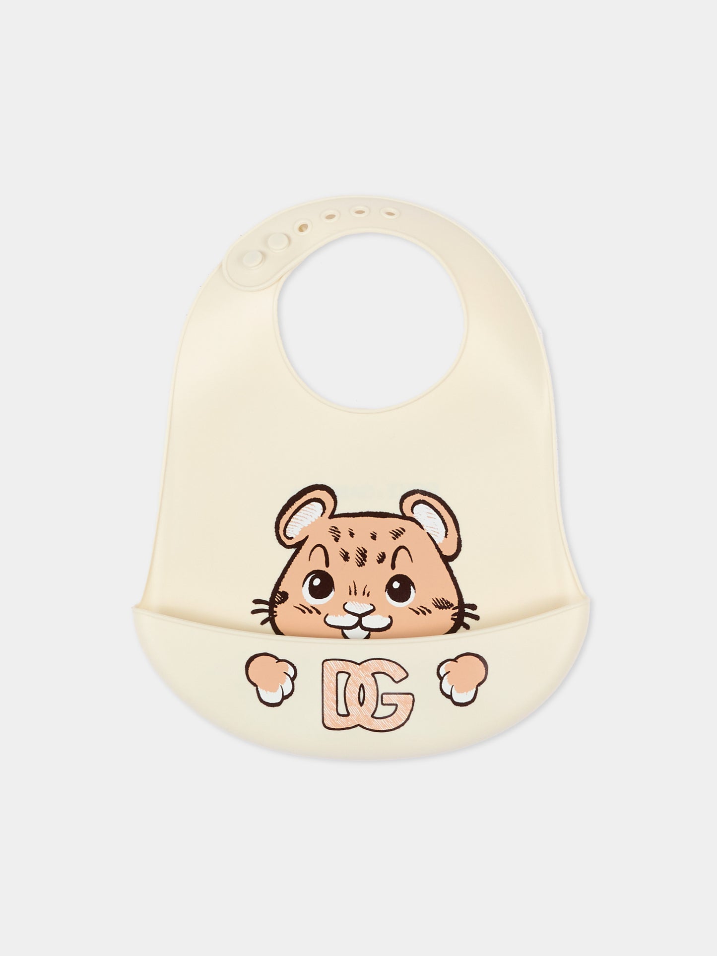 Bavaglino beige per neonata con logo,Dolce & Gabbana Kids,LN5H41 G7PZV W3789