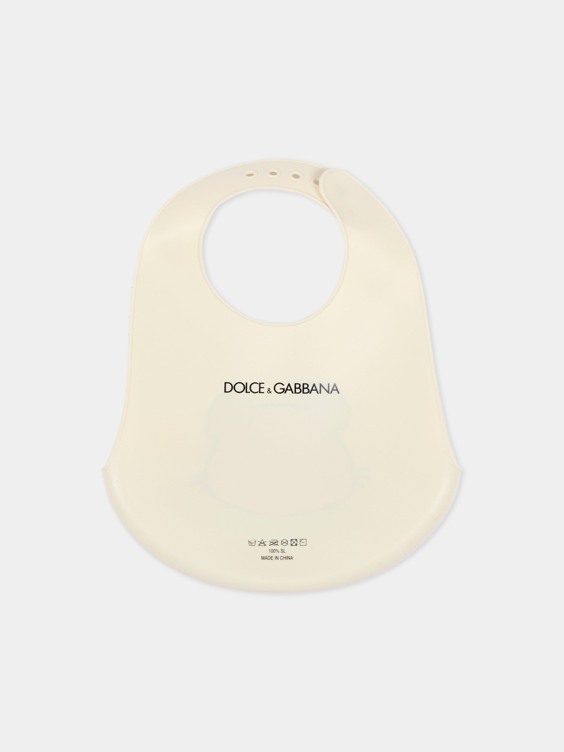Bavaglino beige per neonata con logo,Dolce & Gabbana Kids,LN5H41 G7PZV W3789