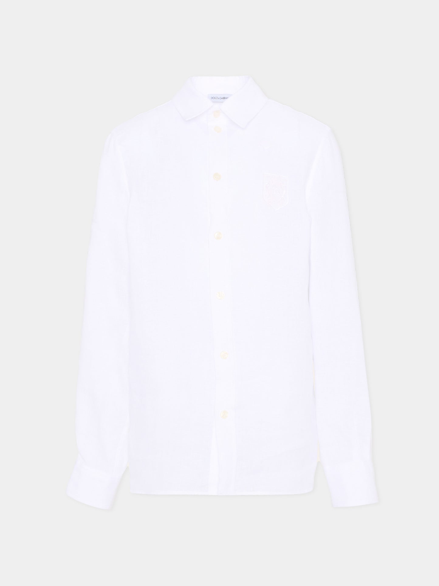 Camicia bianca per bambino con logo,Dolce & Gabbana Kids,L44S71 FU4LU W0800