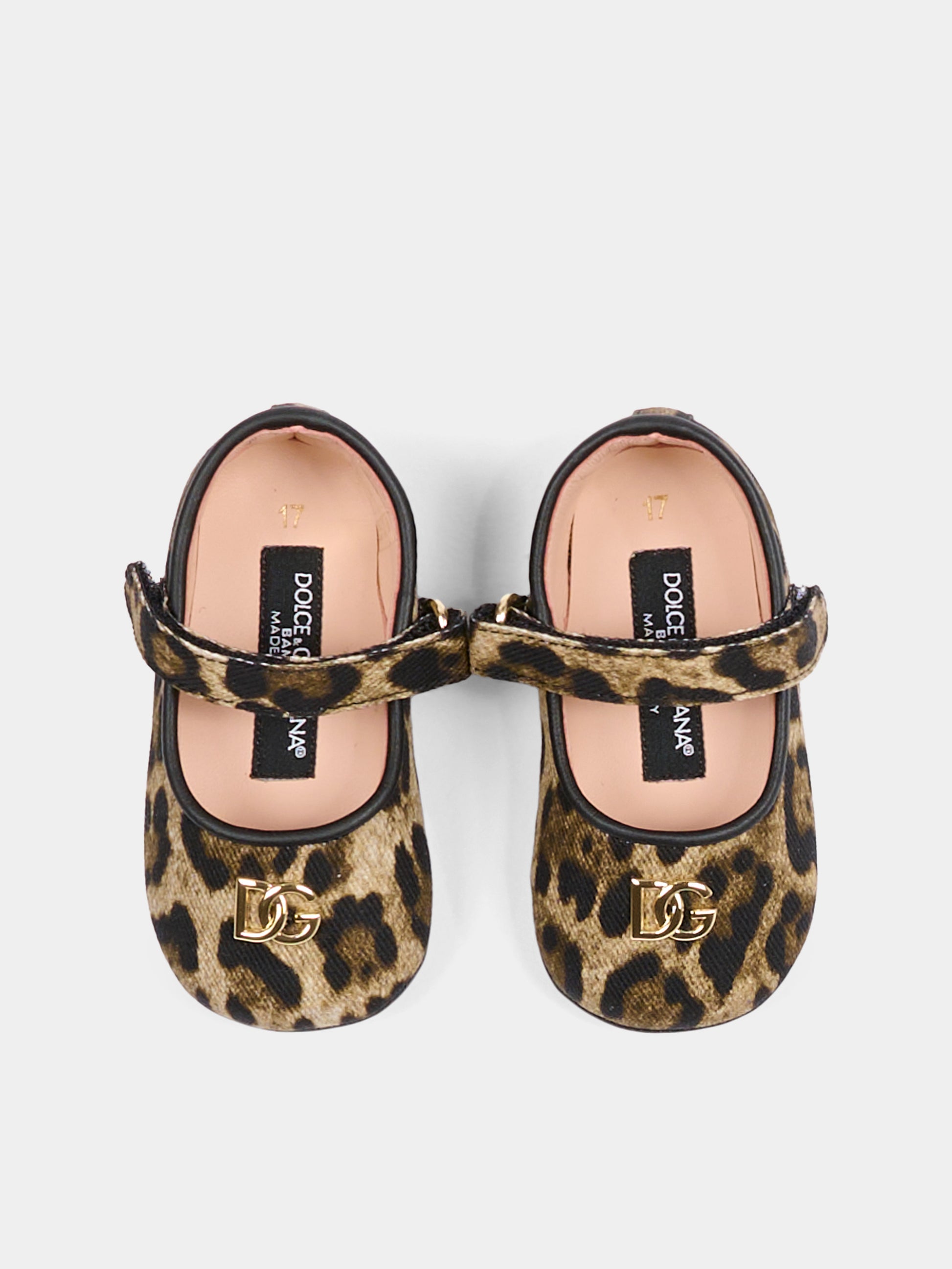 Ballerine marroni per neonata con stampa leopardata,Dolce & Gabbana Kids,DK0169 AD996 HY13M