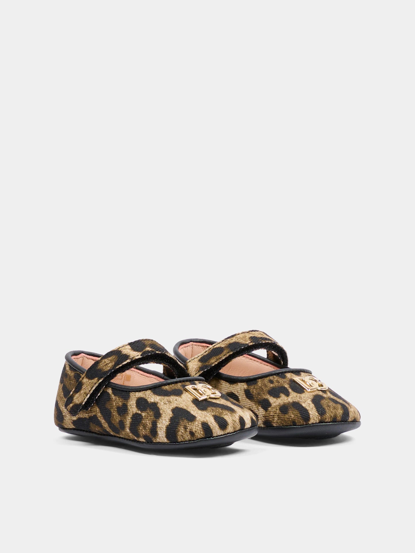 Ballerine marroni per neonata con stampa leopardata,Dolce & Gabbana Kids,DK0169 AD996 HY13M