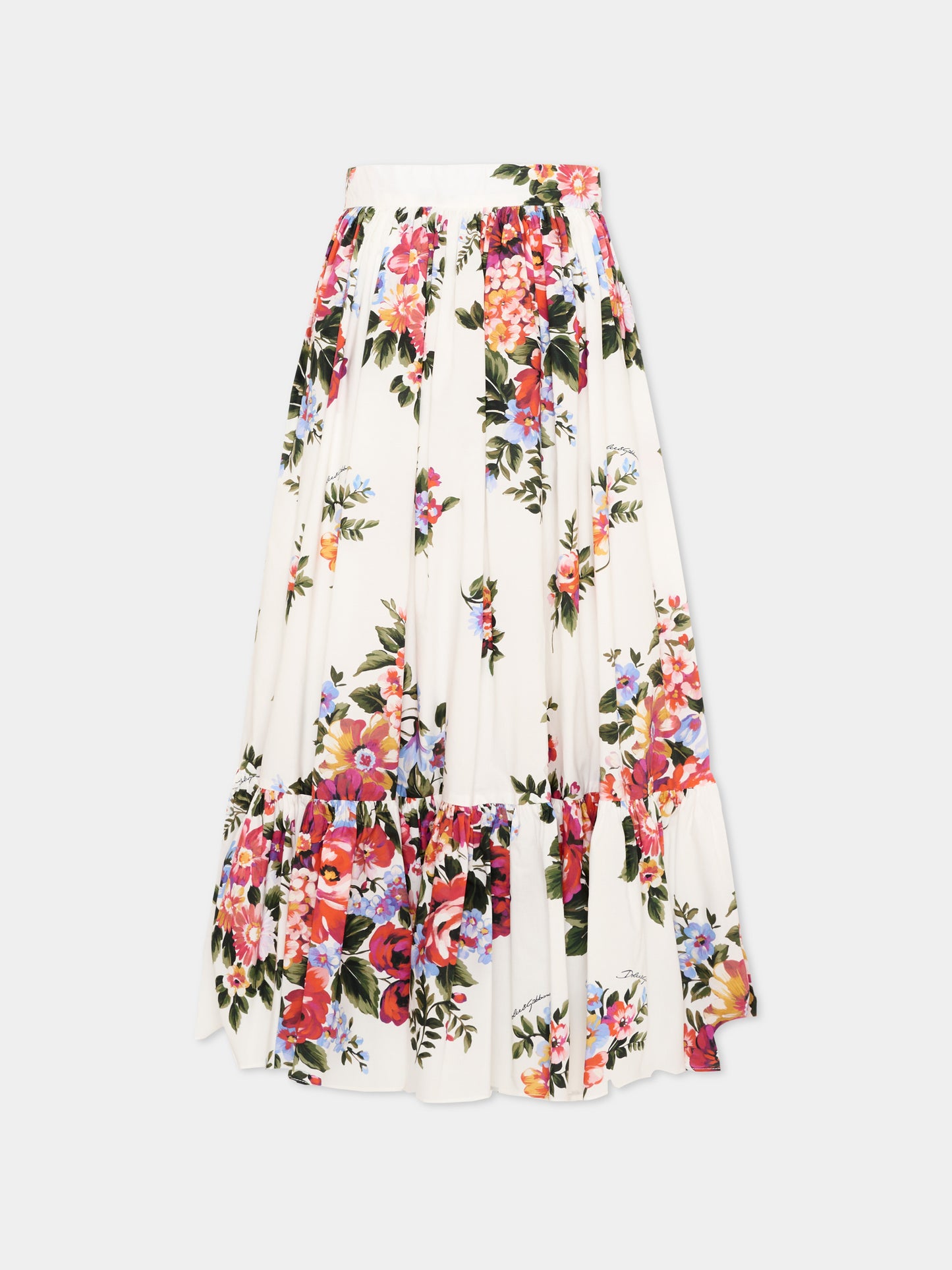 Gonna bianca per bambina con stampa floreale,Dolce & Gabbana Kids,L55I53 HS5UU HA5ZO